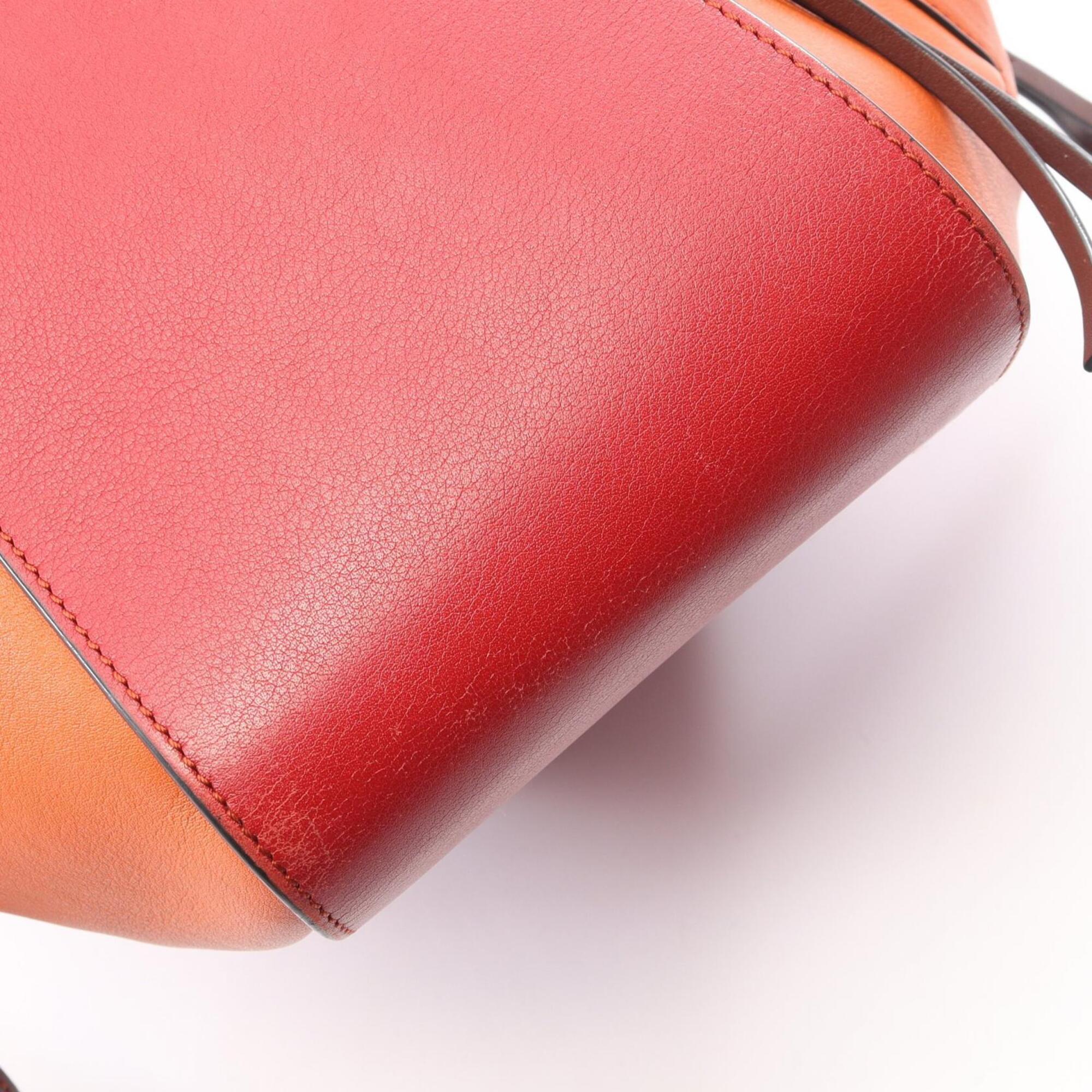 Loewe Brown Orange Red Color Leather Handbag (Pre-Owned)
