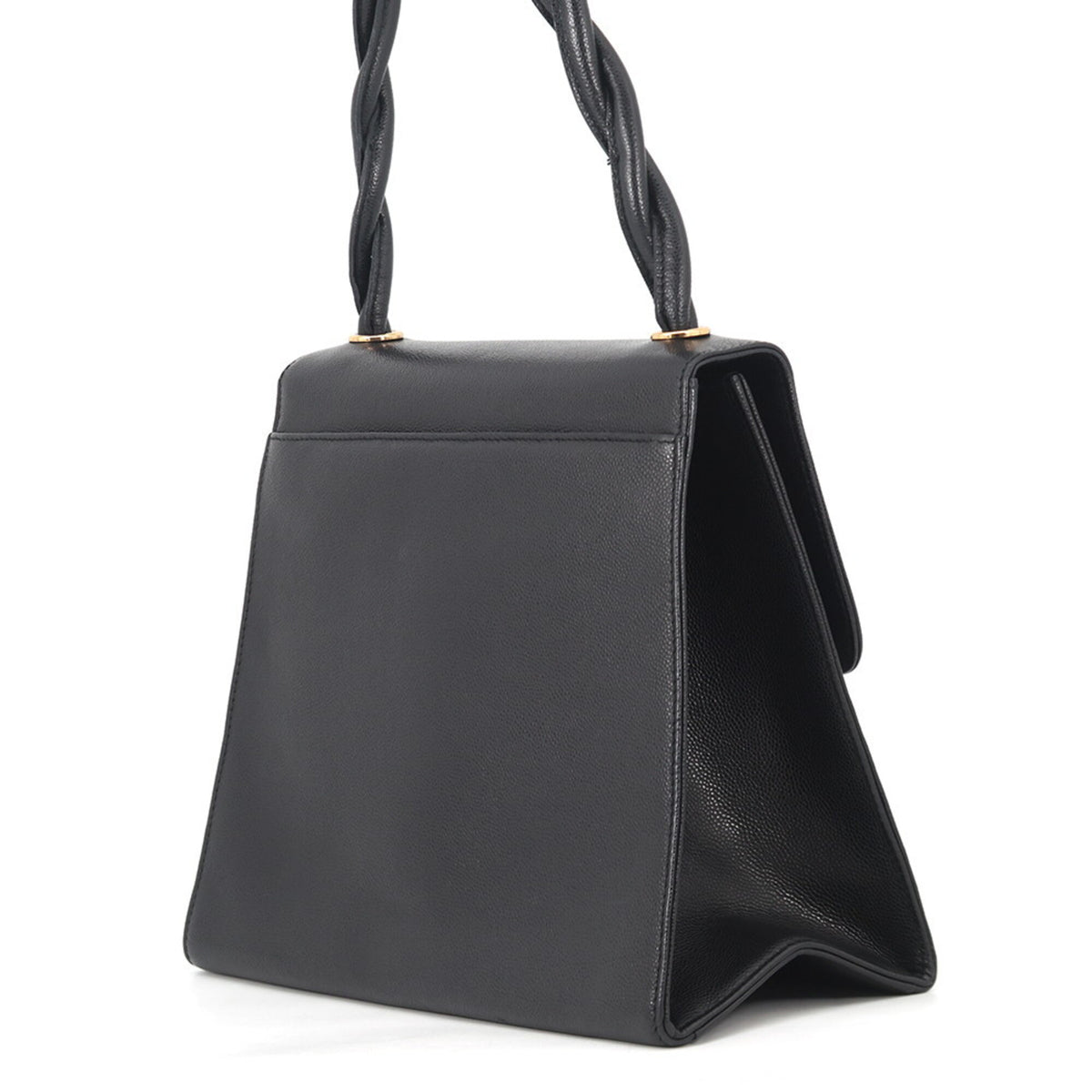 Chanel Black Grained Calfskin Handbag Shoulder Bag (Pre-Owned)