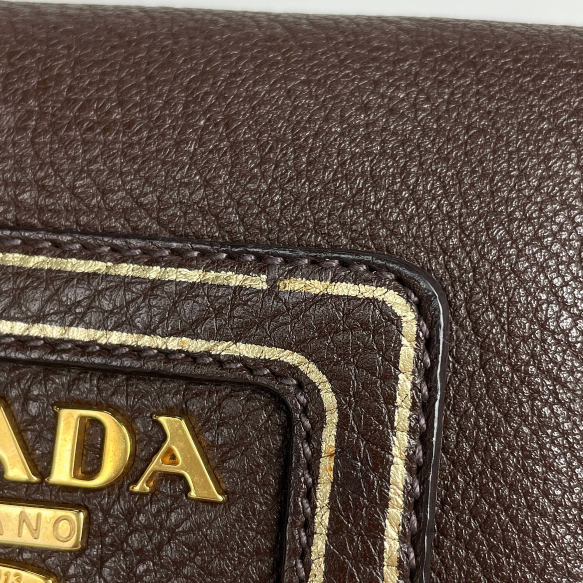 Prada Beige Green Nylon Leather Shoulder Bag (Pre-Owned)