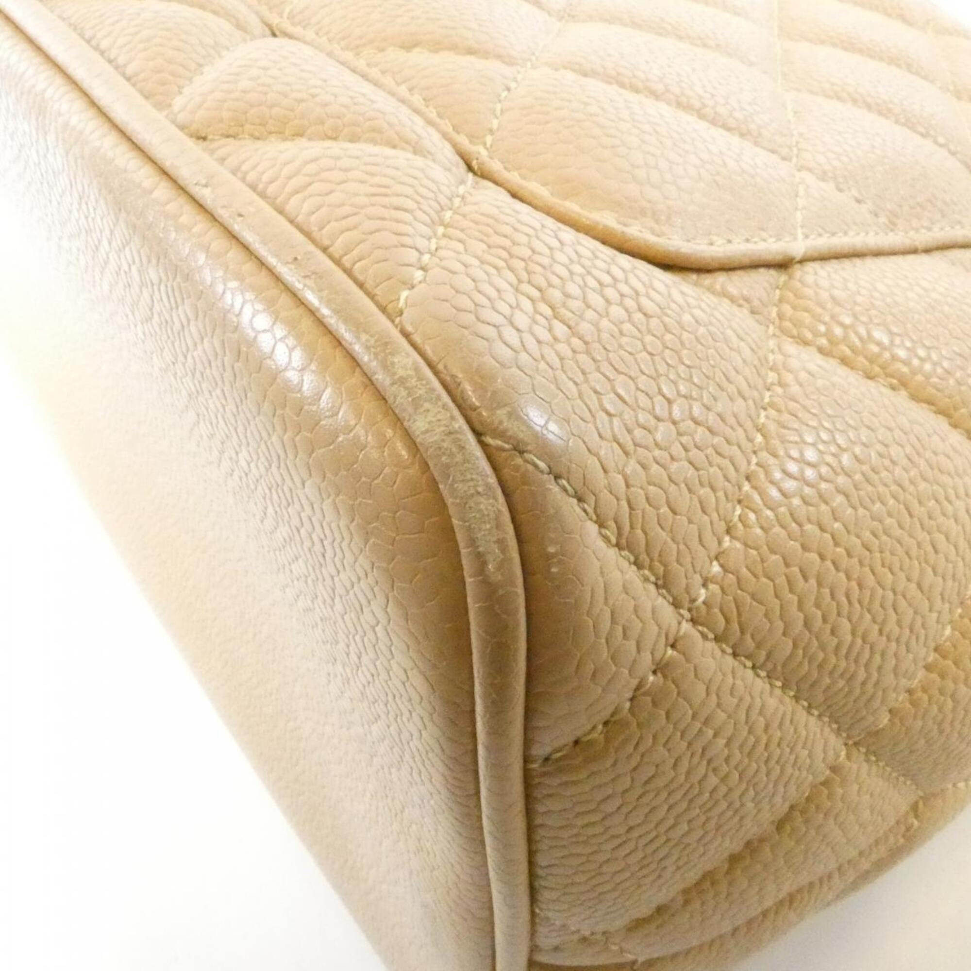 Chanel Beige Grained Calfskin Handbag (Pre-Owned)