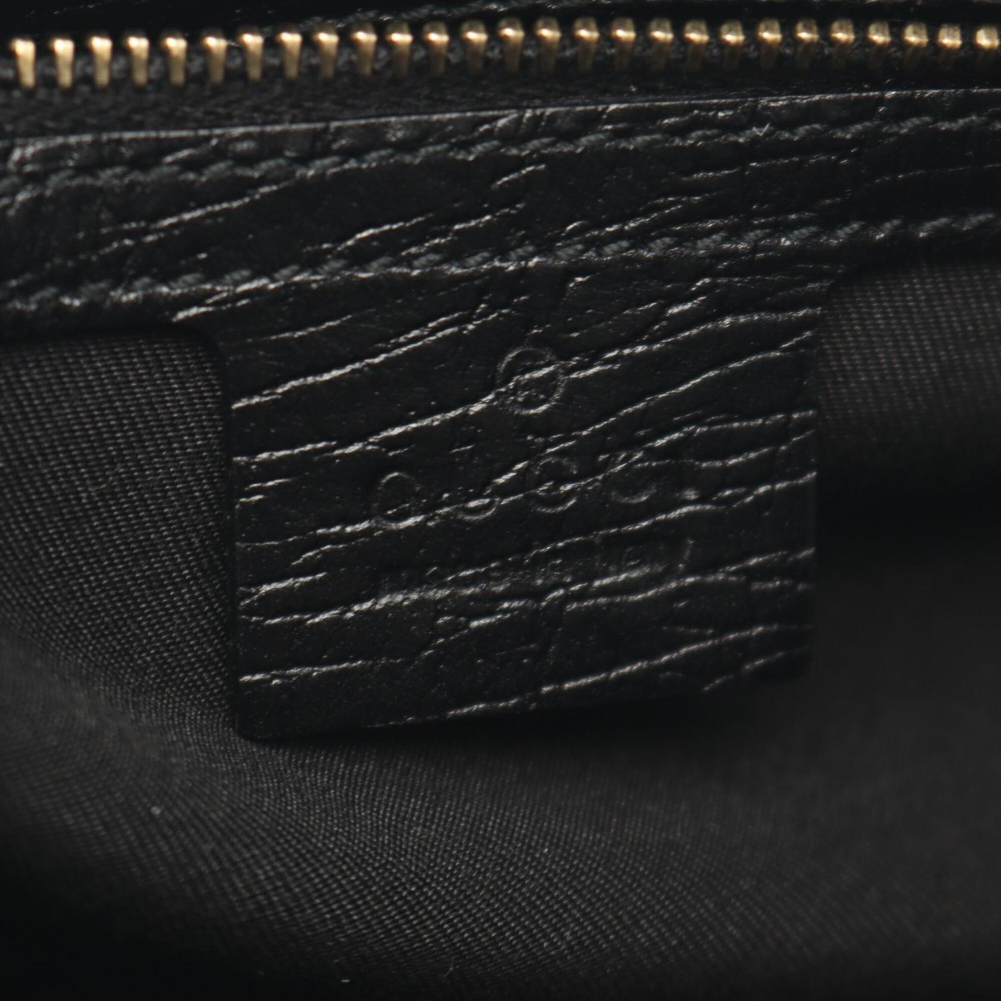Gucci Black Multi-Color Canvas Leather Handbag (Pre-Owned)