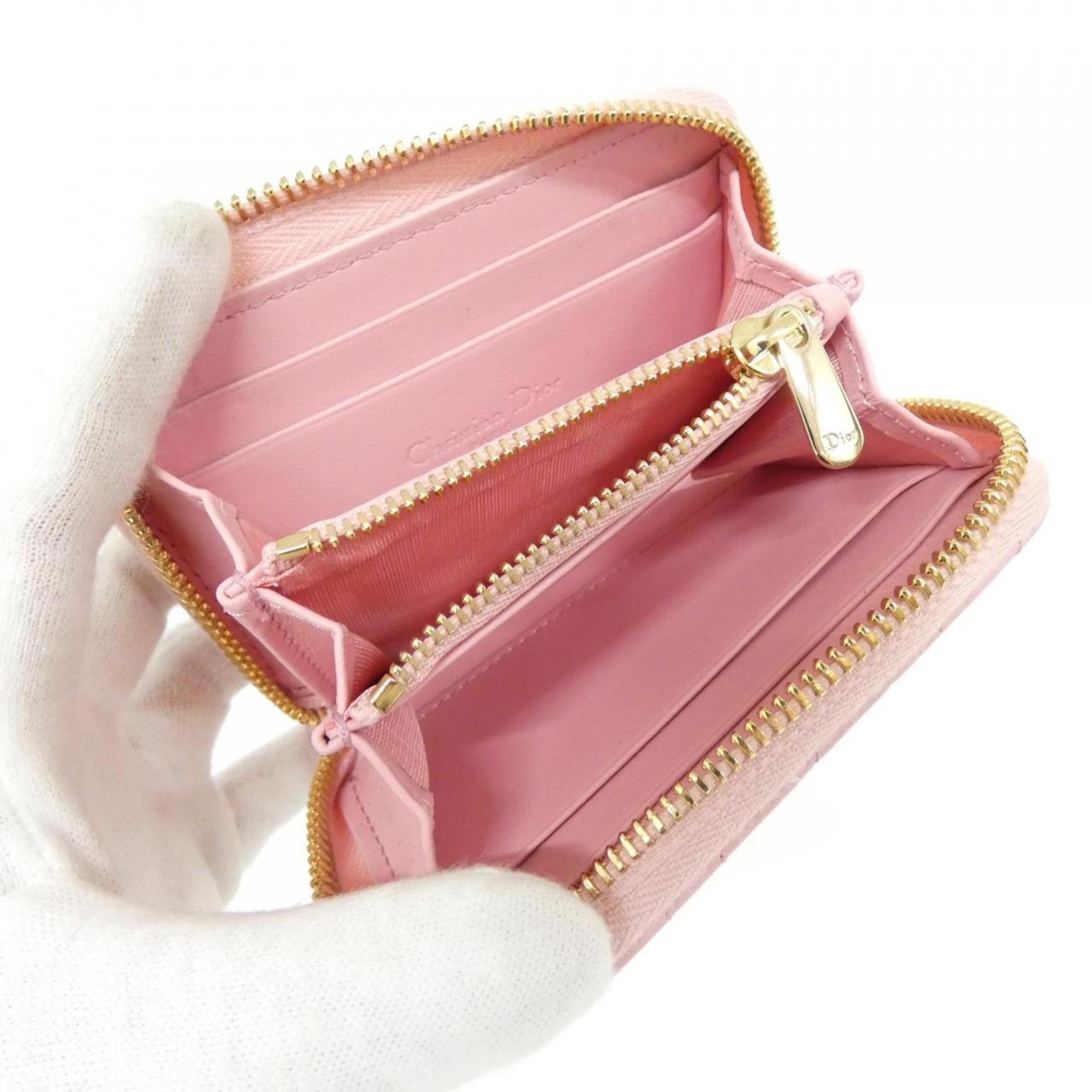 Christian Dior Lady Dior Pink Leather Coin Purse/Coin Case (Pre-Owned)