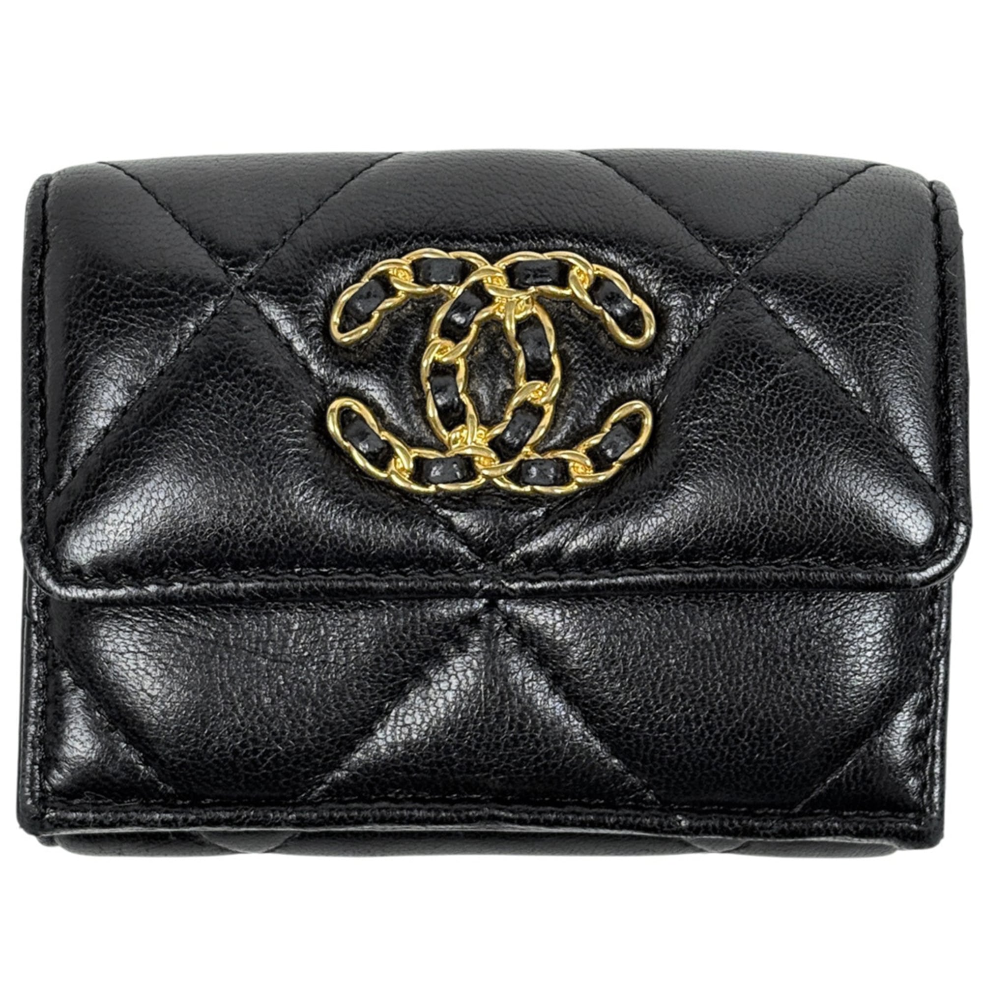 Chanel Black Leather Wallet (Bi-Fold) (Pre-Owned)