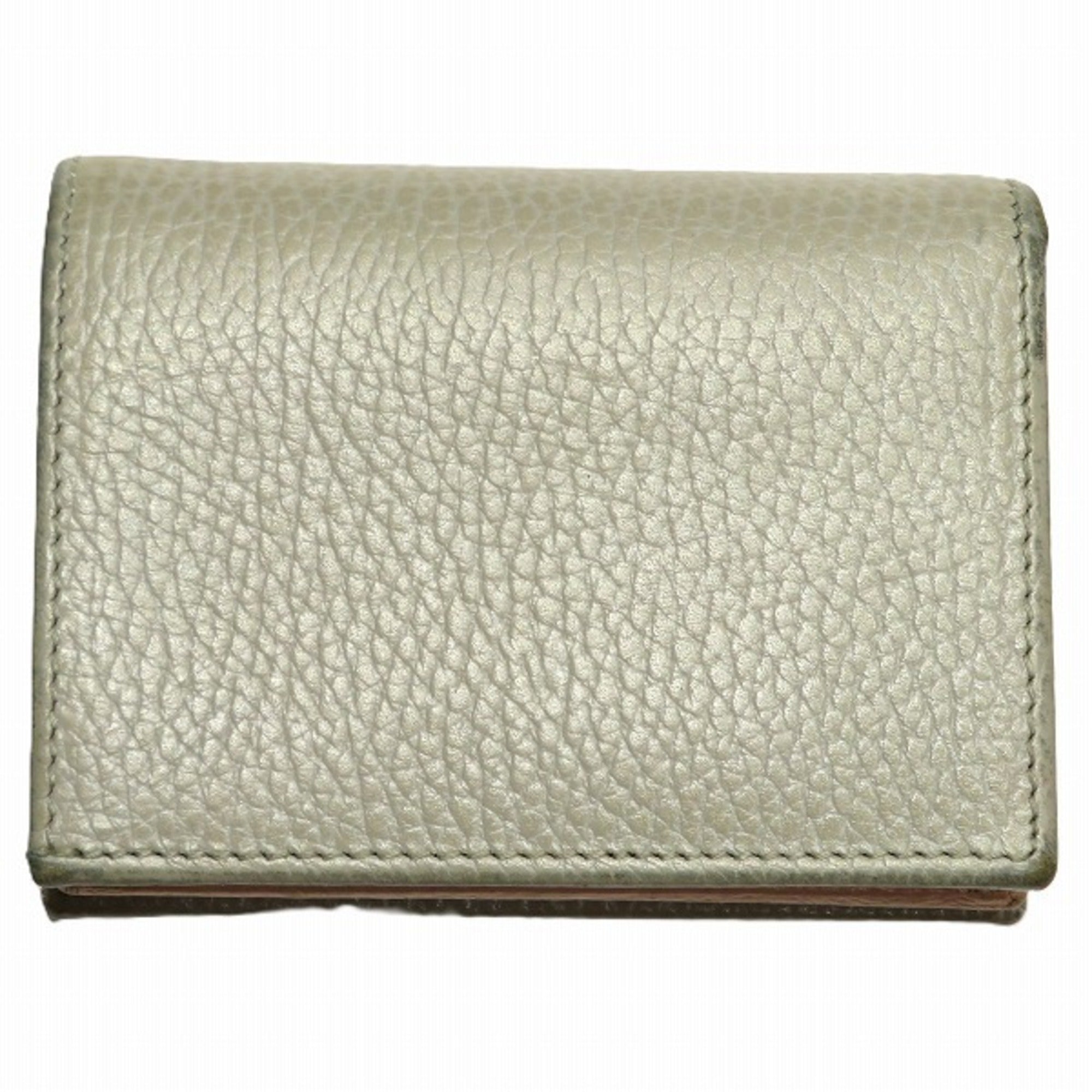 Gucci Light Gray Salmon Pink Leather Wallet (Bi-Fold) (Pre-Owned)