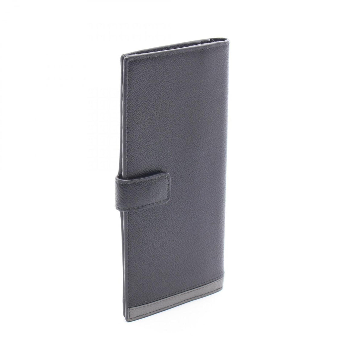 Prada Black Gray Leather Long Wallet (Bi-Fold) (Pre-Owned)