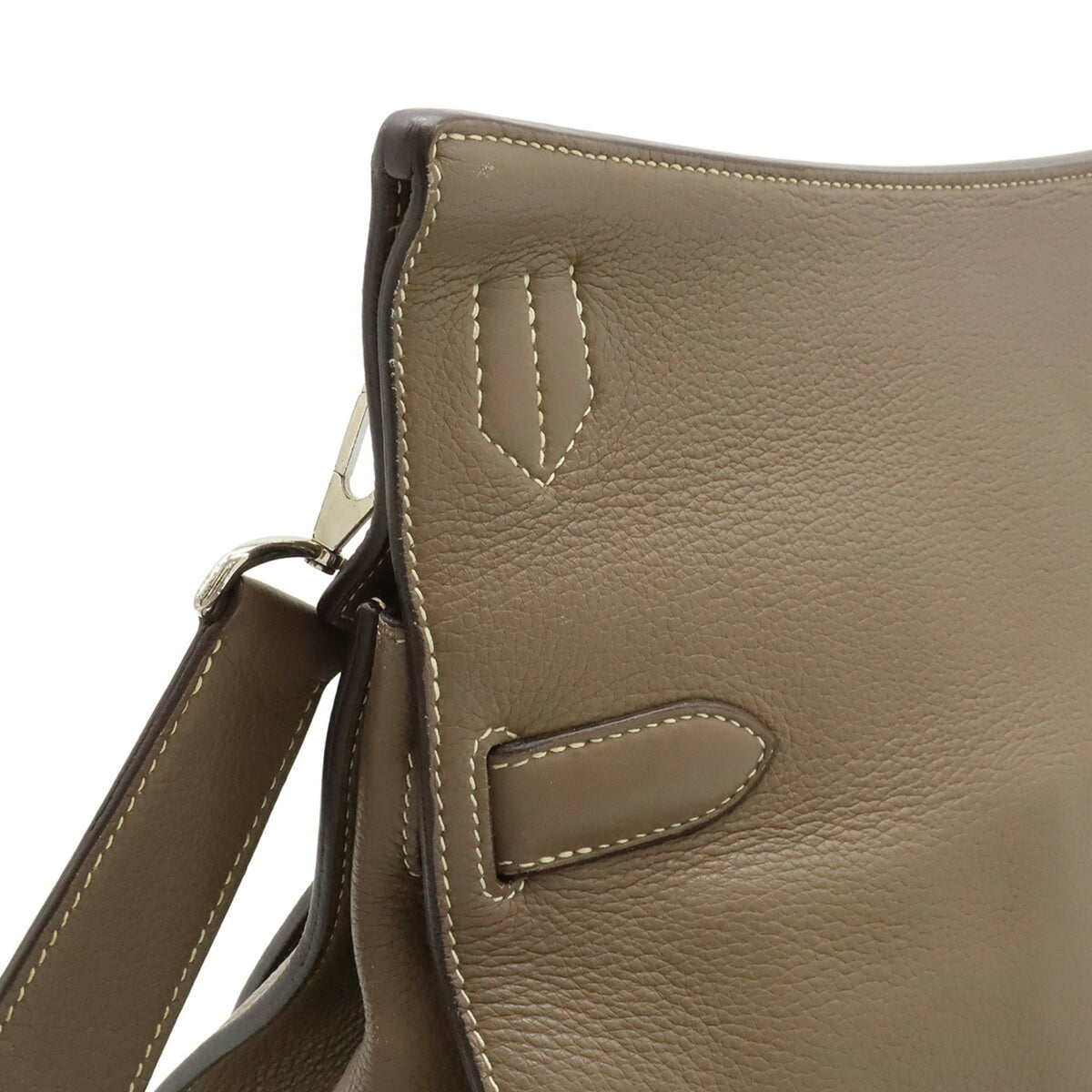 Hermes Etoupe Gray Taurillon Clemence Leather Handbag Shoulder Bag (Pre-Owned)