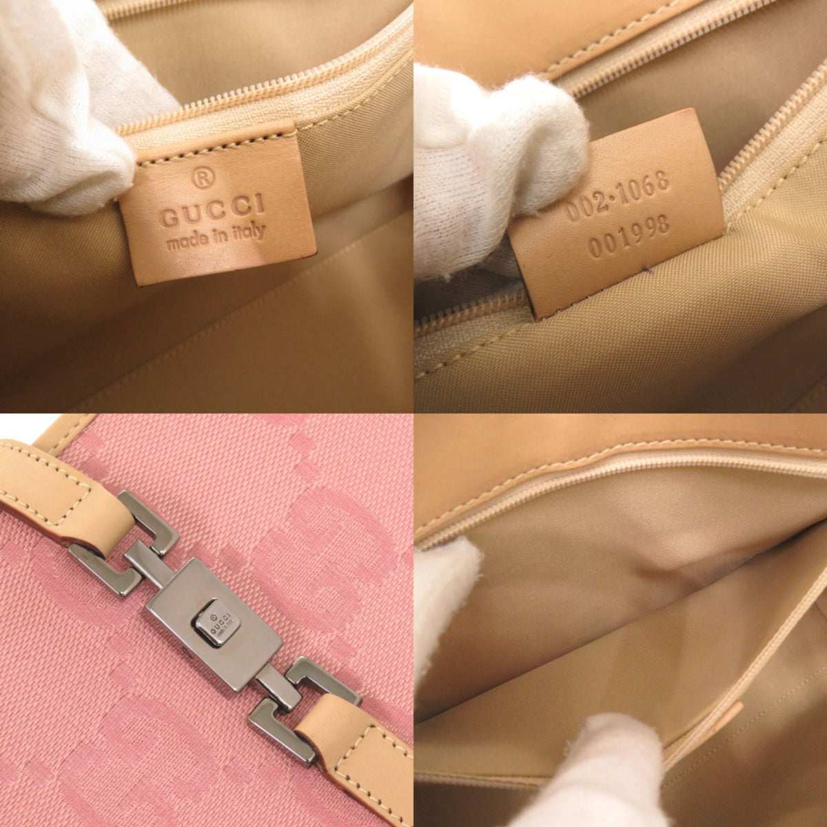 Gucci Beige Pink Gg Canvas Leather Handbag Shoulder Bag (Pre-Owned)