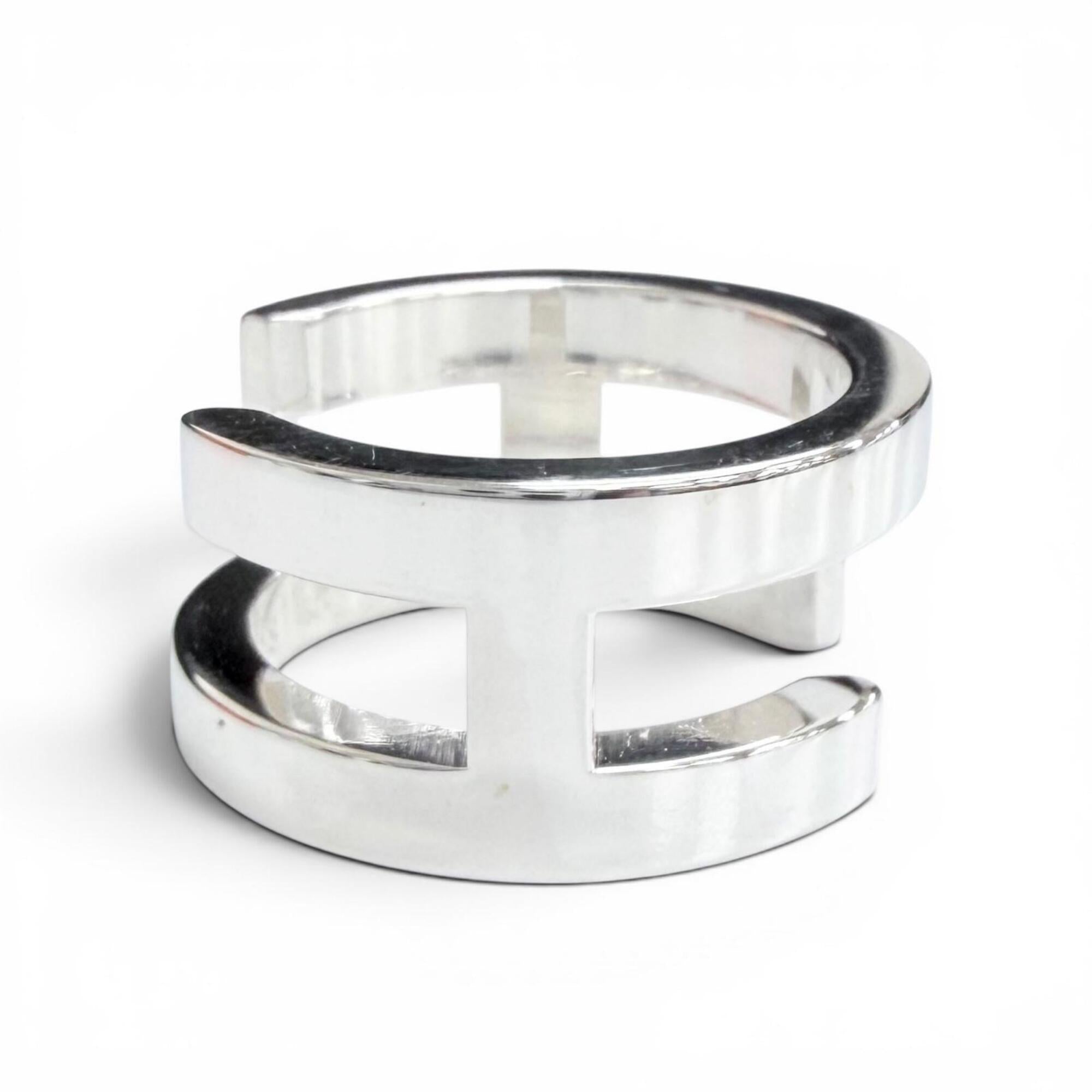 Hermes Silver Silver 925 Band Ring (Pre-Owned)