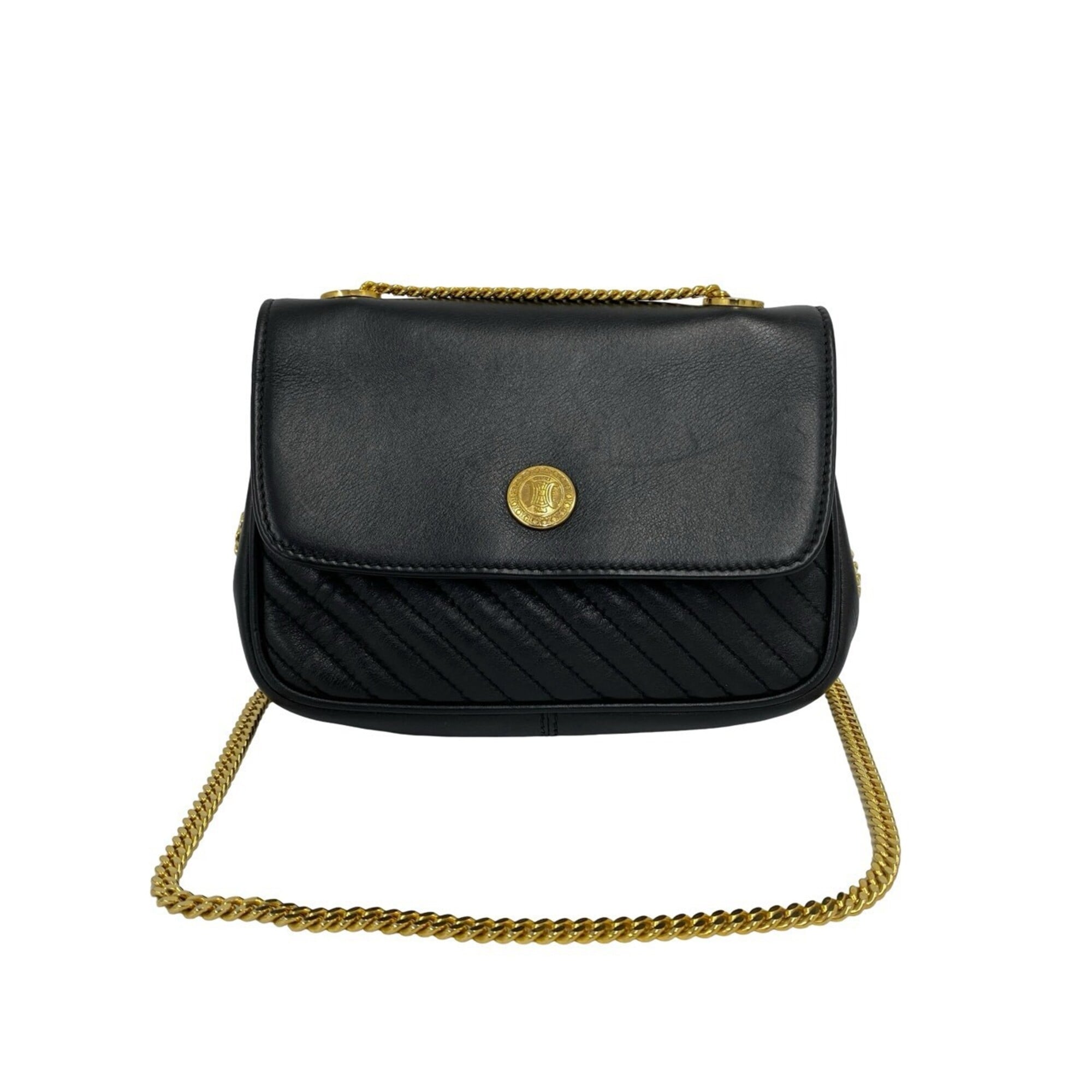 Celine Black Leather Pochette Shoulder Bag (Pre-Owned)