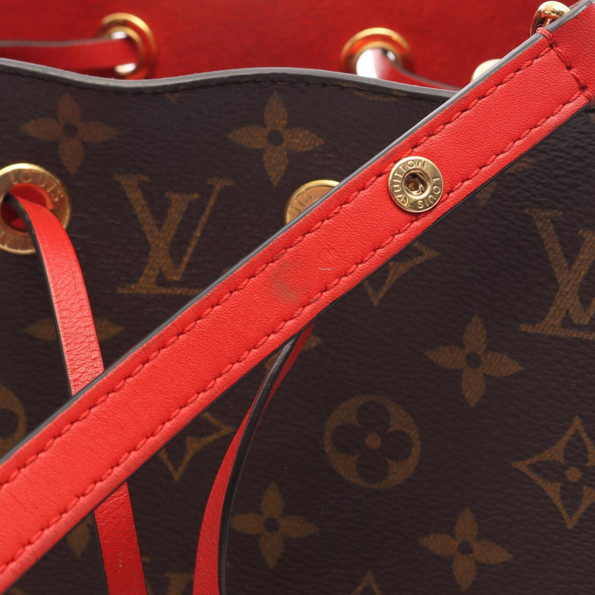 Louis Vuitton Brown Red Color Coated Canvas Pvc Monogram Leather Handbag Shoulder Bag (Pre-Owned)