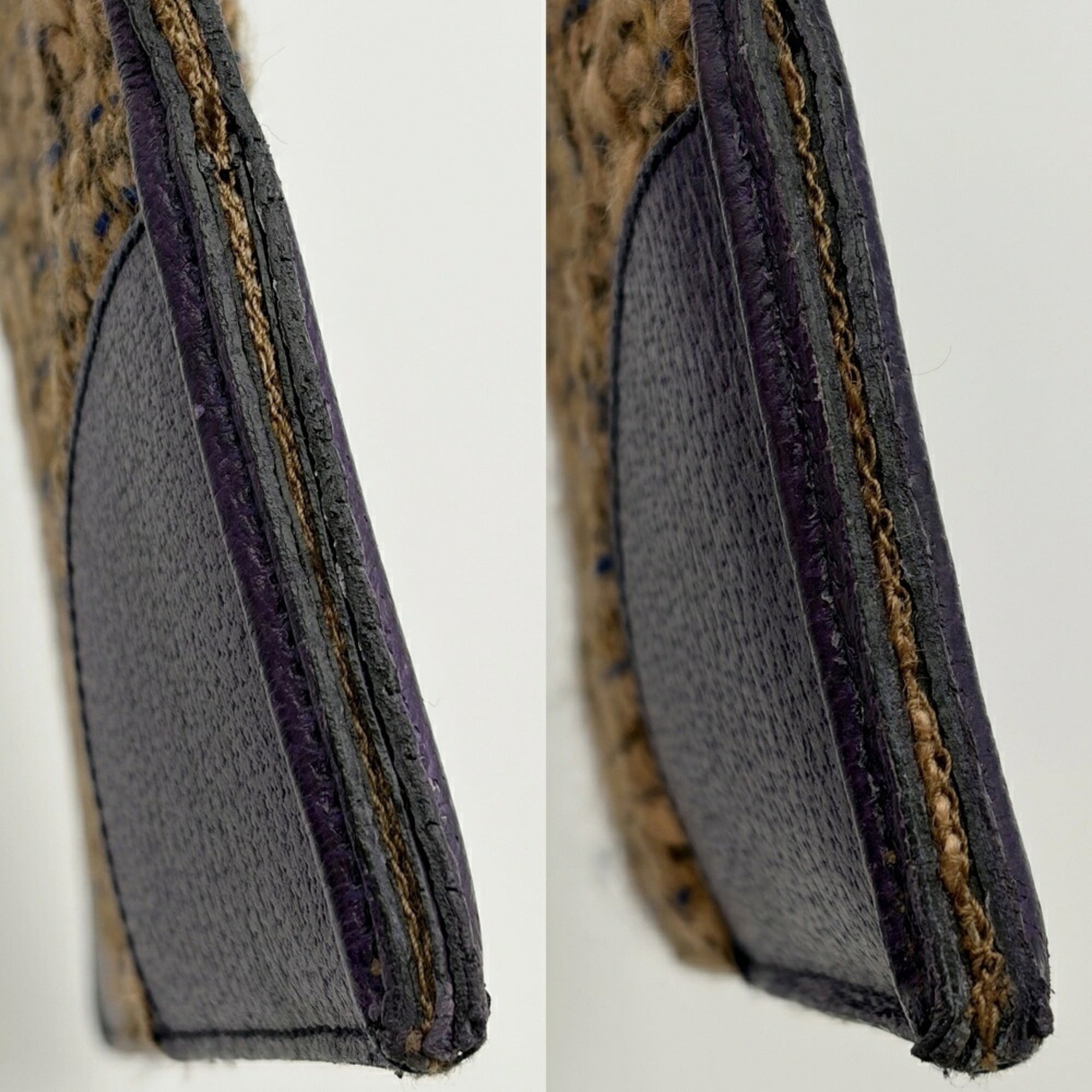 Prada Brown Purple Wool Leather Tote Bag (Pre-Owned)