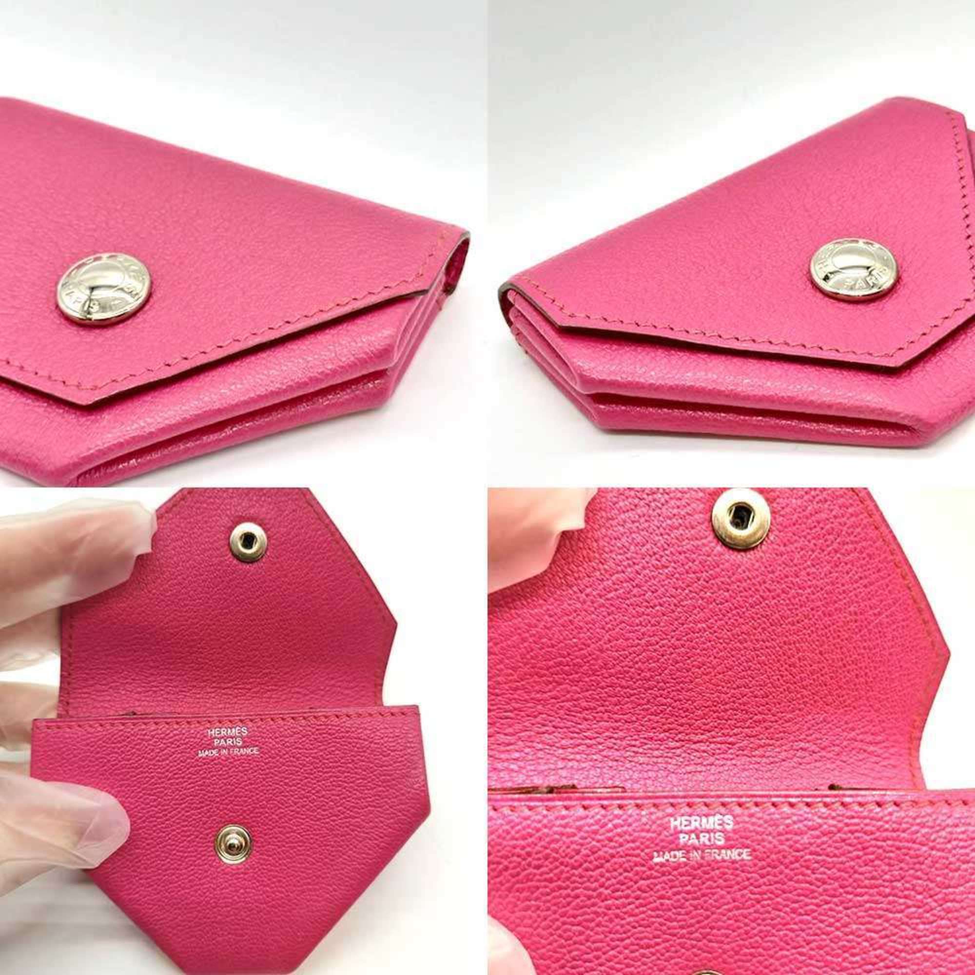 Hermes Pink Chevre Leather Coin Purse/Coin Case (Pre-Owned)