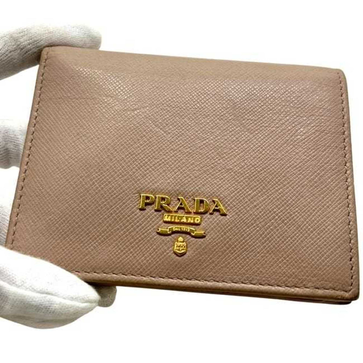 Prada Beige Saffiano Metal Wallet (Bi-Fold) (Pre-Owned)