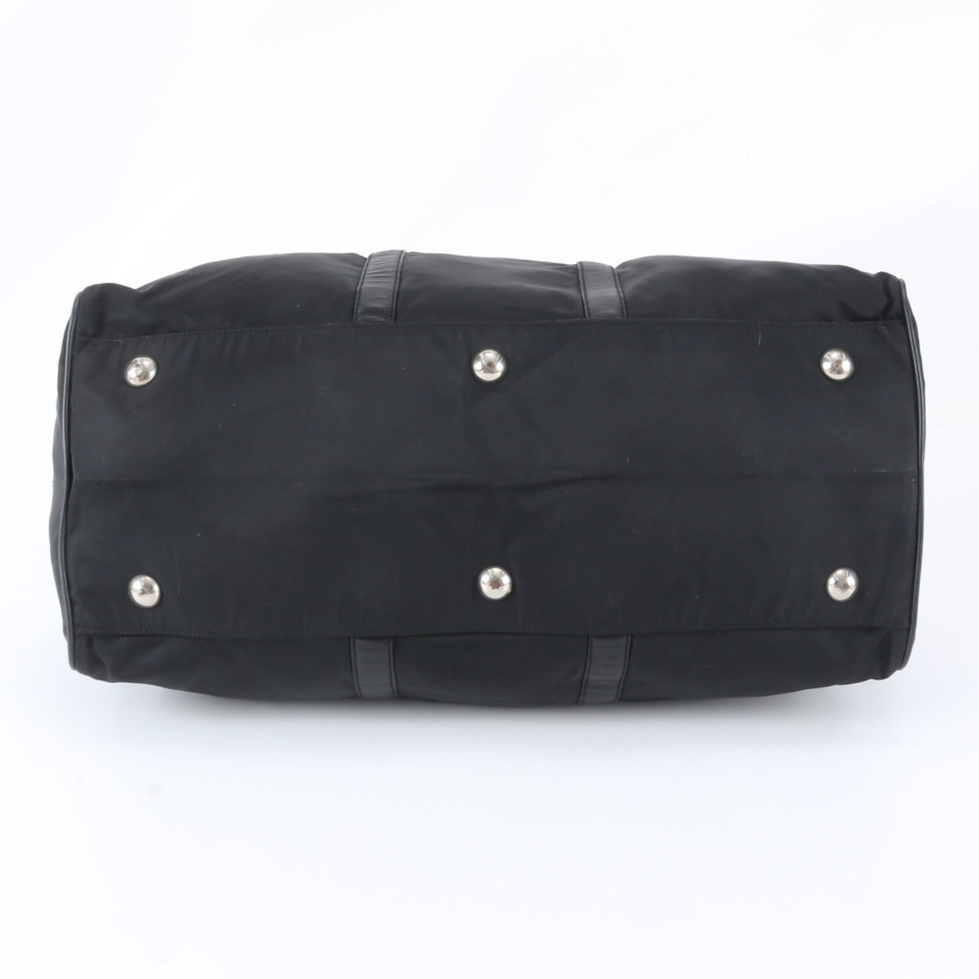 Prada Black Nylon Leather Boston Bag Tote Bag (Pre-Owned)