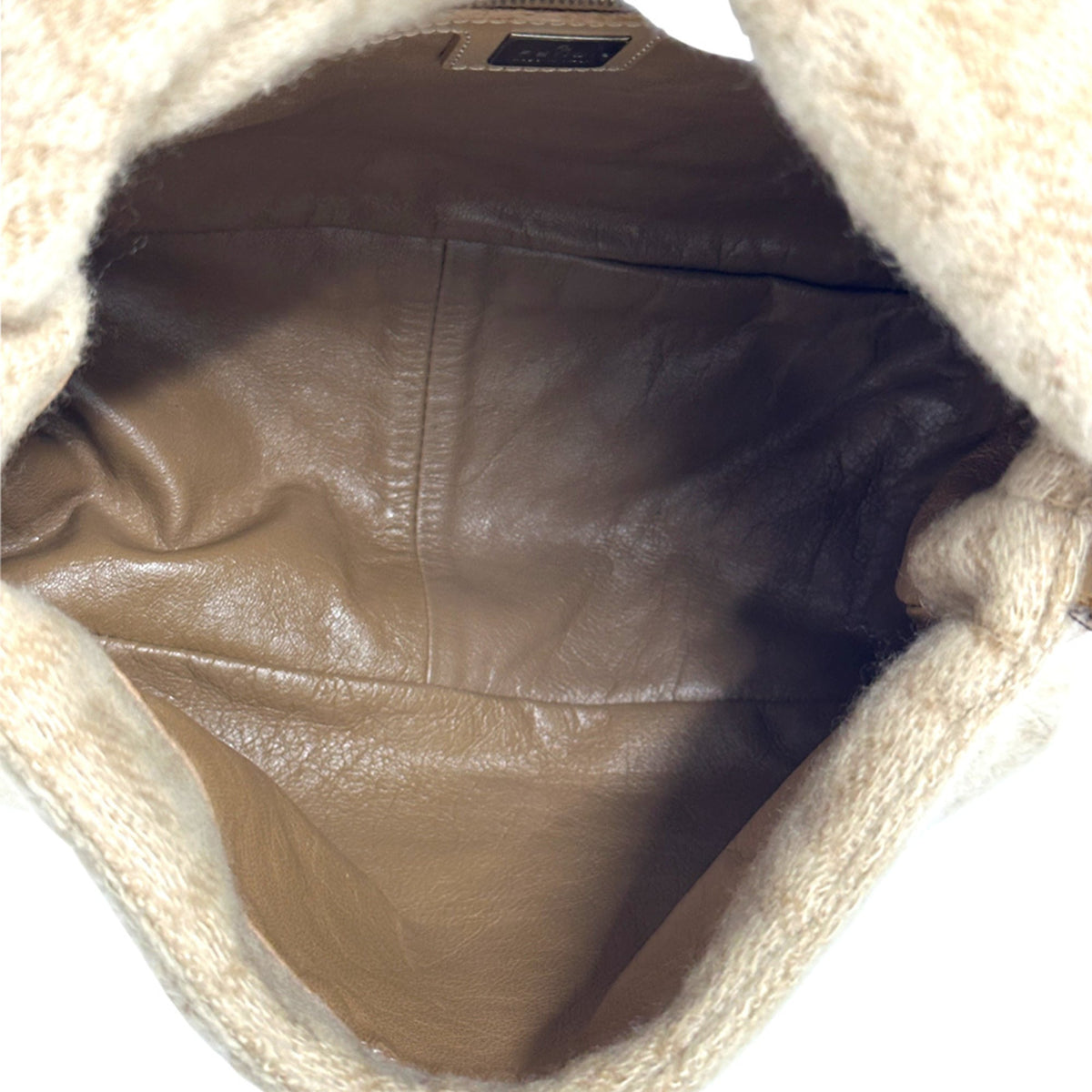 Fendi Beige Wool Handbag Shoulder Bag (Pre-Owned)