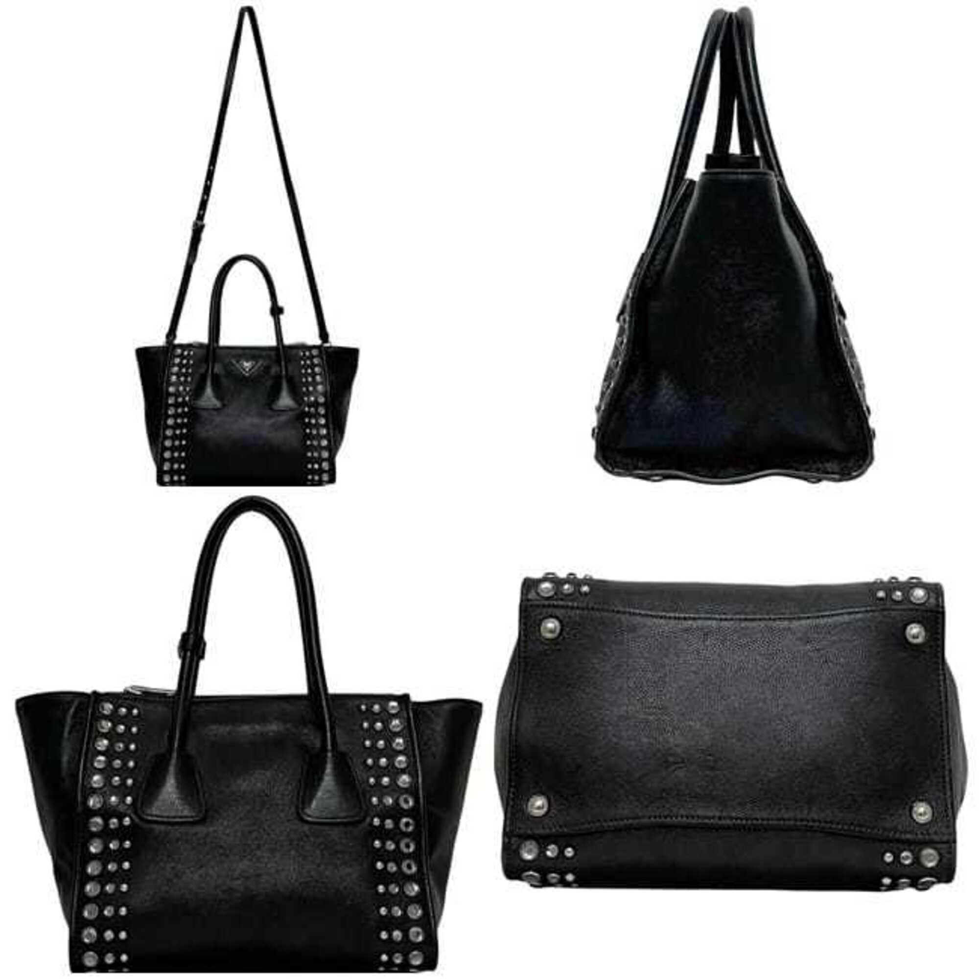 Prada Black Nero Leather Handbag Shoulder Bag (Pre-Owned)