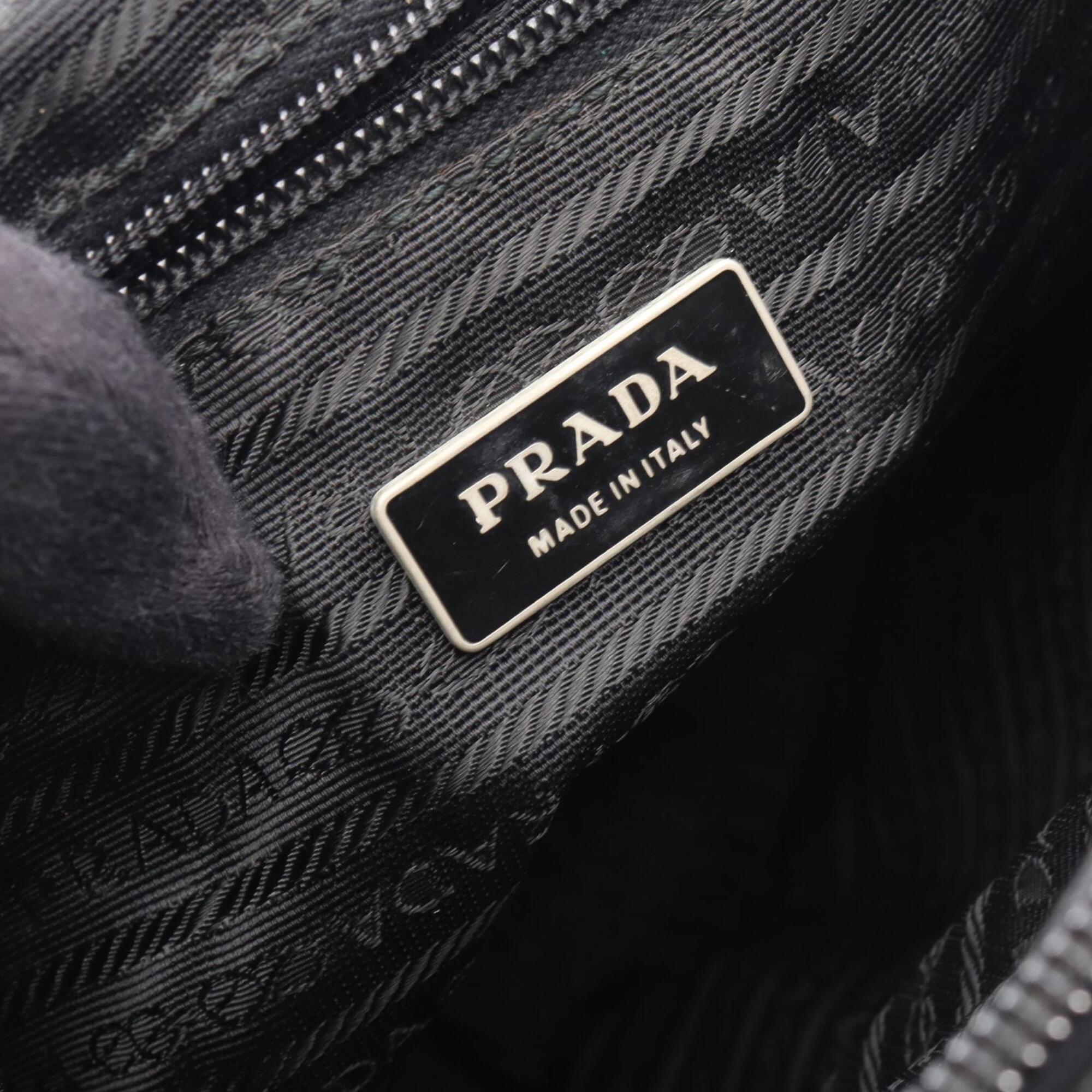 Prada Black Nylon Leather Handbag Messenger Bag Shoulder Bag (Pre-Owned)