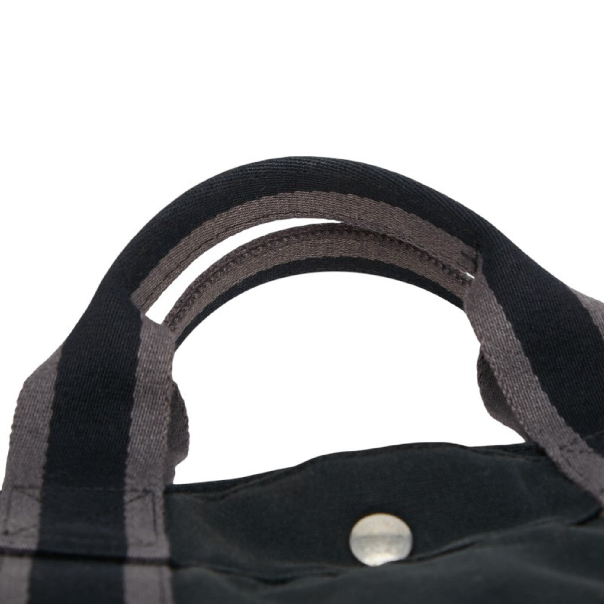 Hermes Black Gray Canvas Handbag Tote Bag (Pre-Owned)