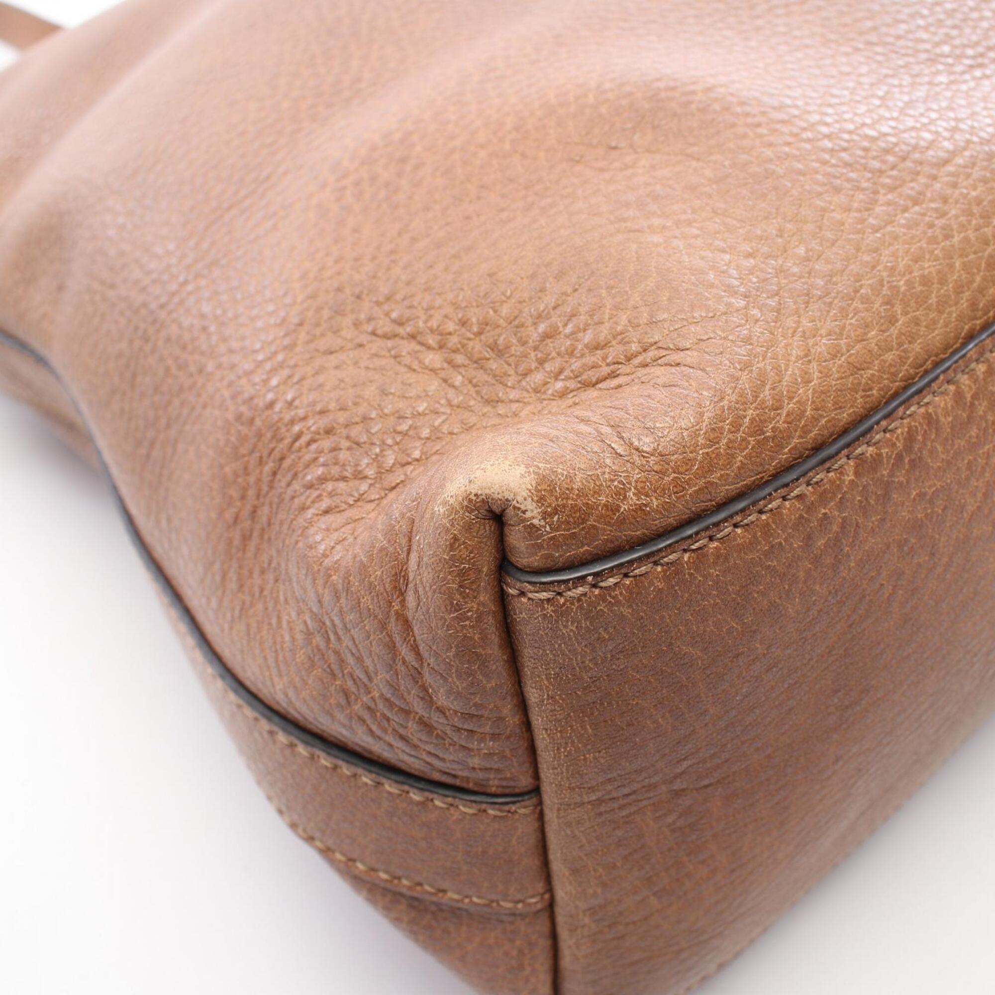 Gucci Brown Leather Handbag Shoulder Bag (Pre-Owned)