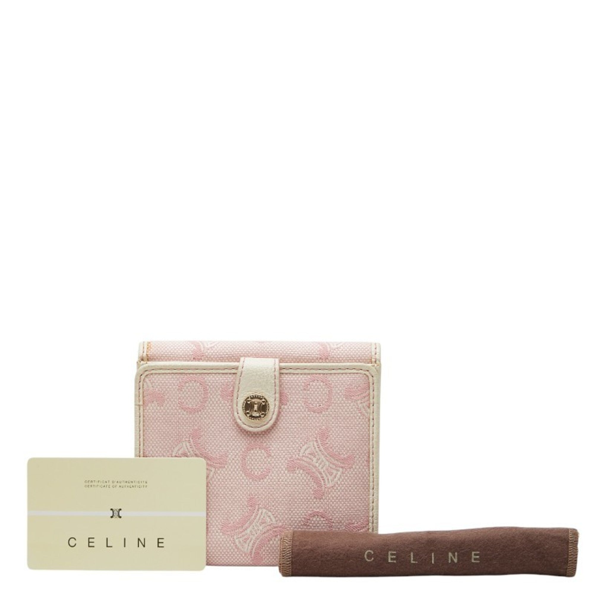 Celine Pink White Canvas Leather Wallet (Bi-Fold) (Pre-Owned)