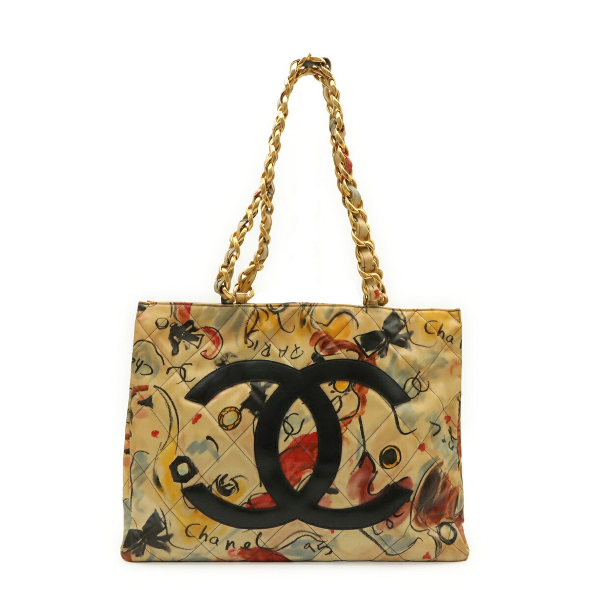 Chanel Multi-Color Yellow Coated Canvas Shoulder Bag (Pre-Owned)