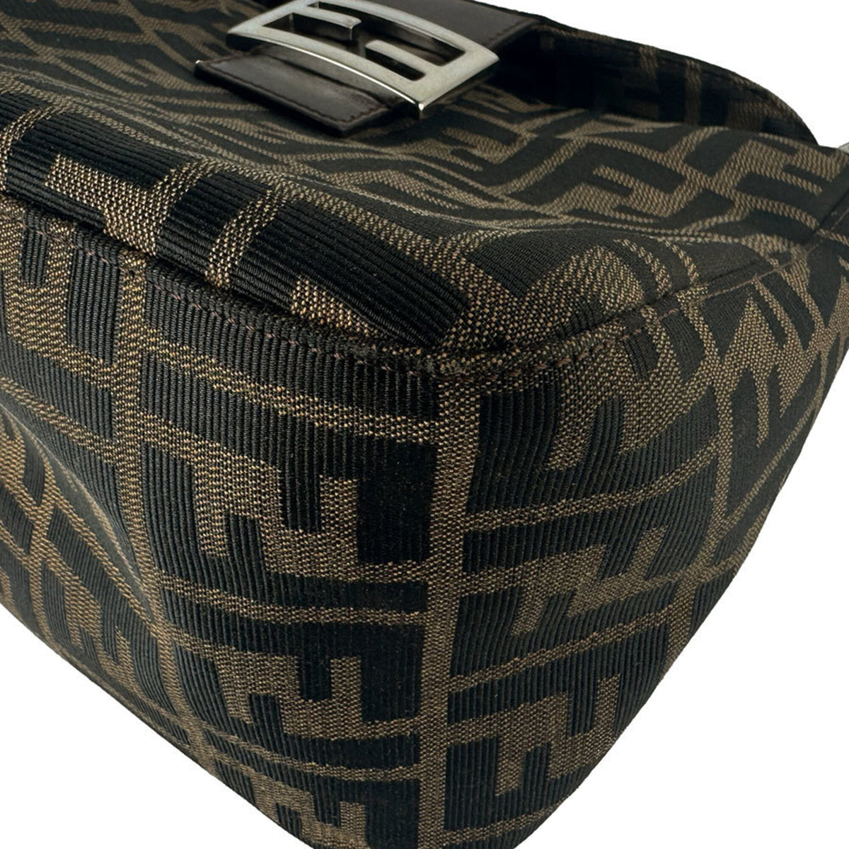 Fendi Brown Nylon Canvas Leather Handbag (Pre-Owned)