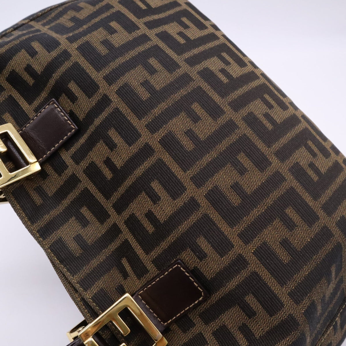 Fendi Zucca Brown Canvas Leather Handbag Tote Bag (Pre-Owned)