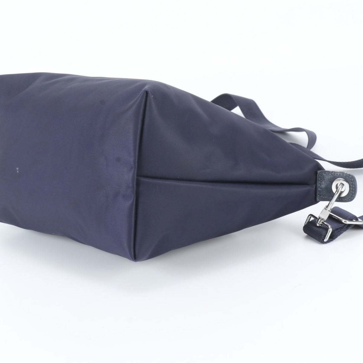 Longchamp Navy Leather Nylon Handbag Shoulder Bag Tote Bag (Pre-Owned)