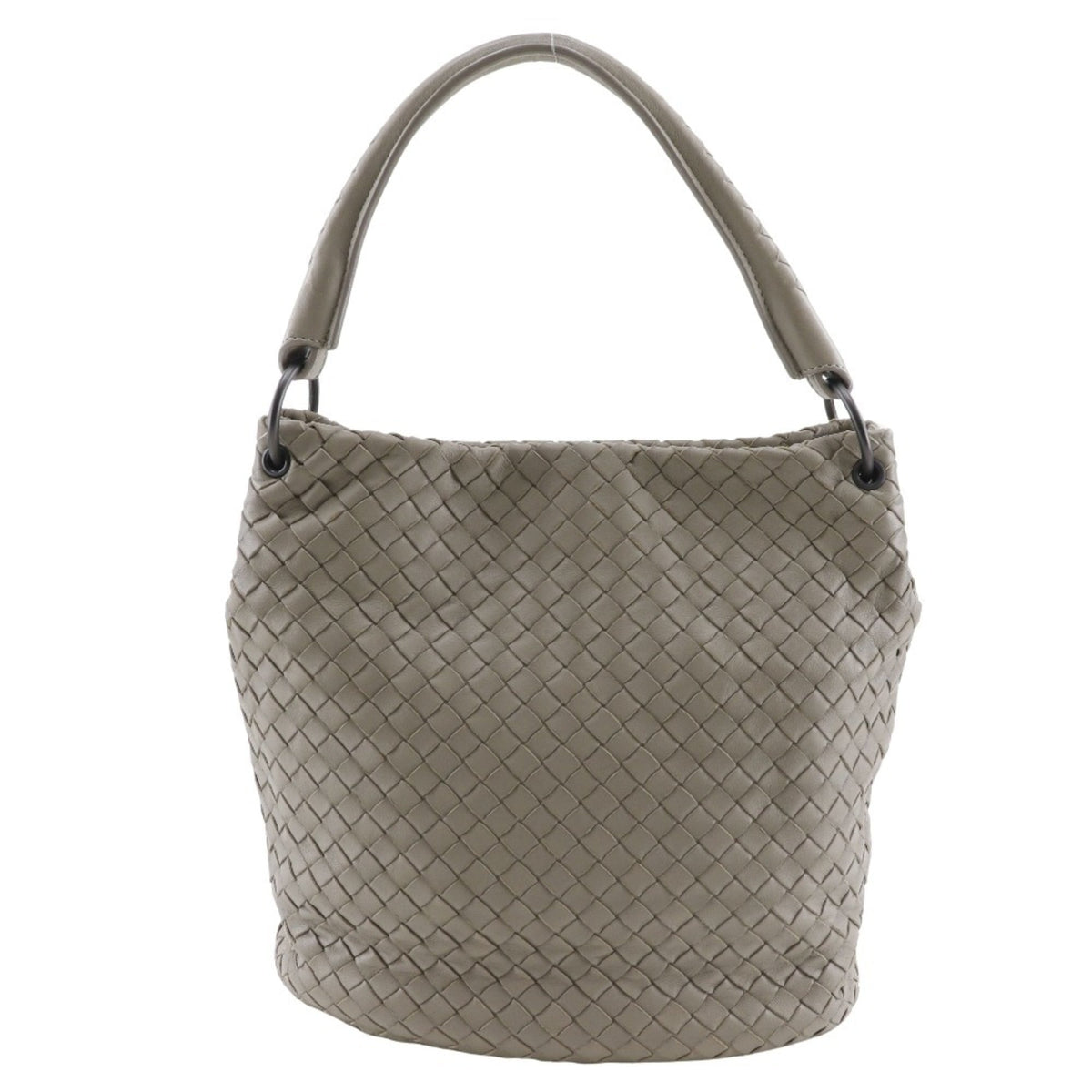 Bottega Veneta Gray Intrecciato Shoulder Bag (Pre-Owned)