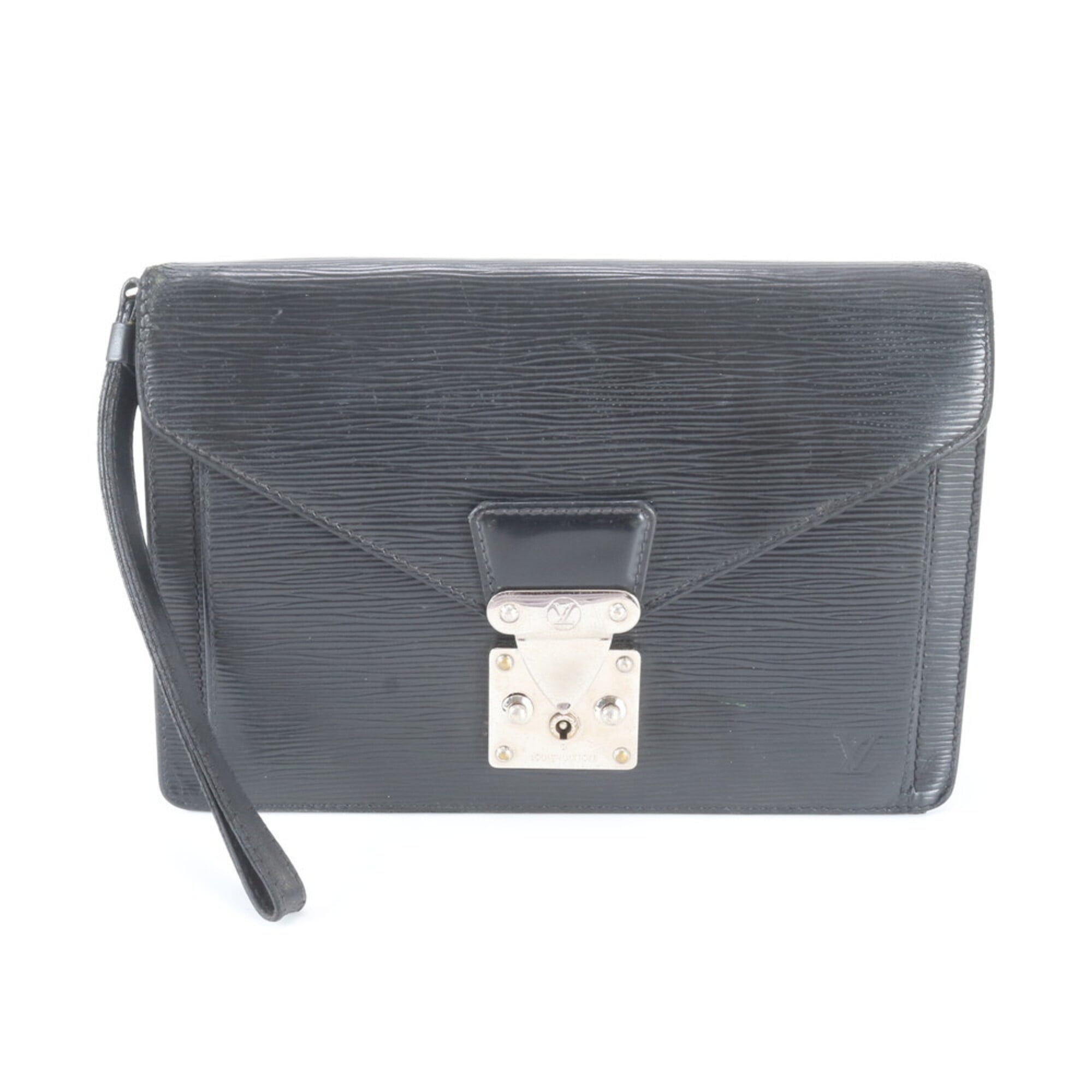Louis Vuitton Noir Leather Handbag Pochette Pouch (Pre-Owned)