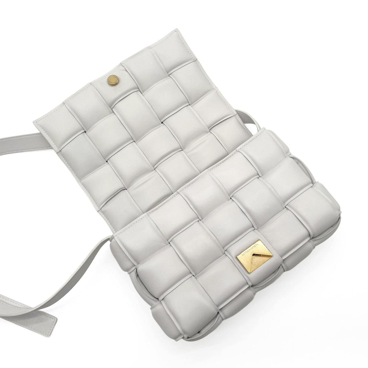Bottega Veneta Gold White Leather Shoulder Bag (Pre-Owned)