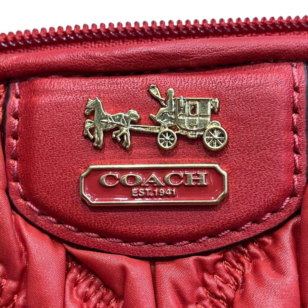 Coach Red Color Nylon Handbag Pouch (Pre-Owned)