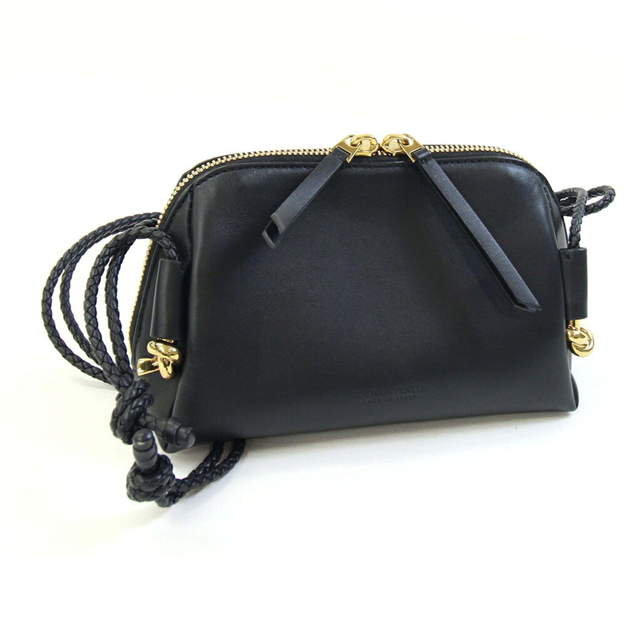 Bottega Veneta Black Leather Pochette Pouch Shoulder Bag (Pre-Owned)
