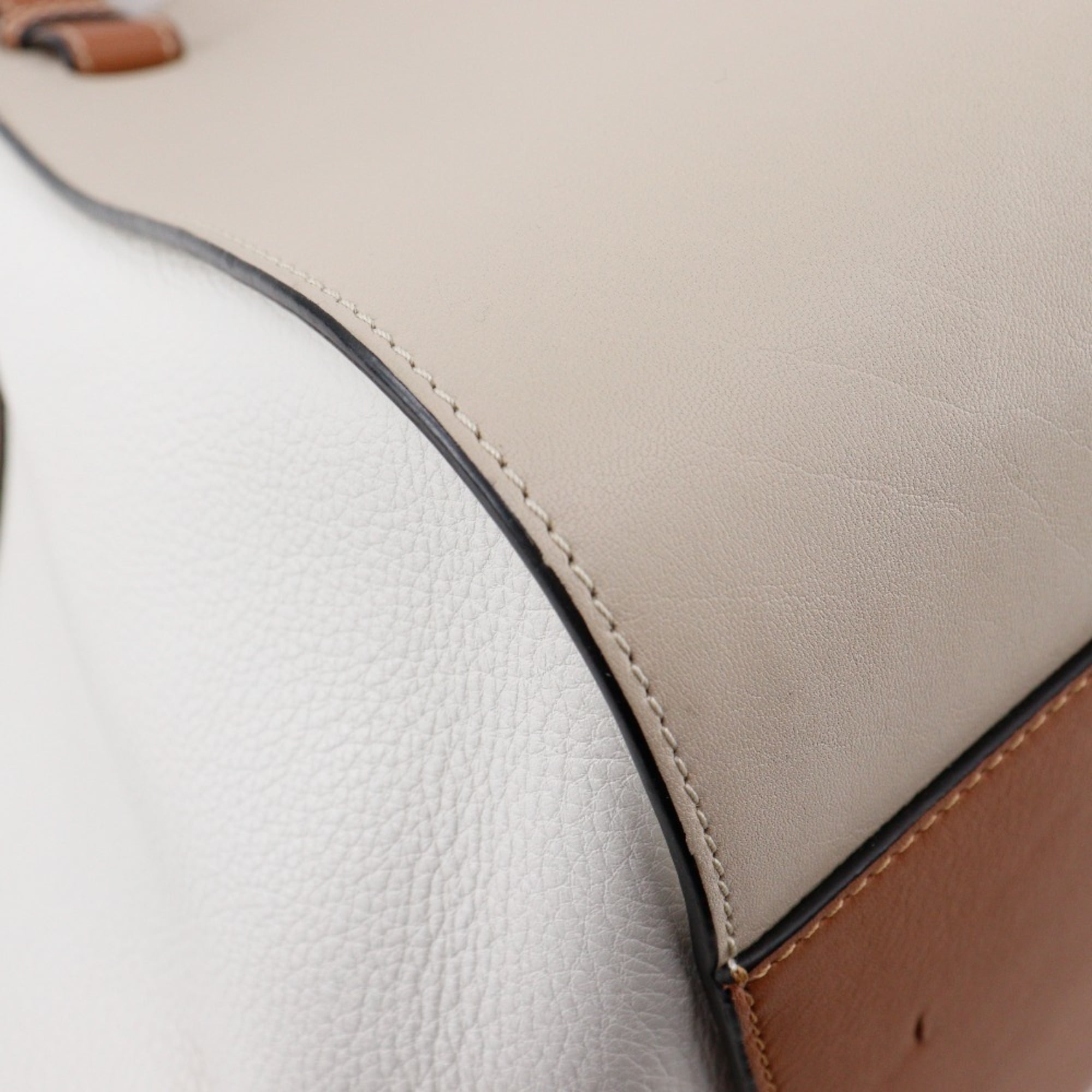 Loewe Hammock Brown White Leather Handbag (Pre-Owned)