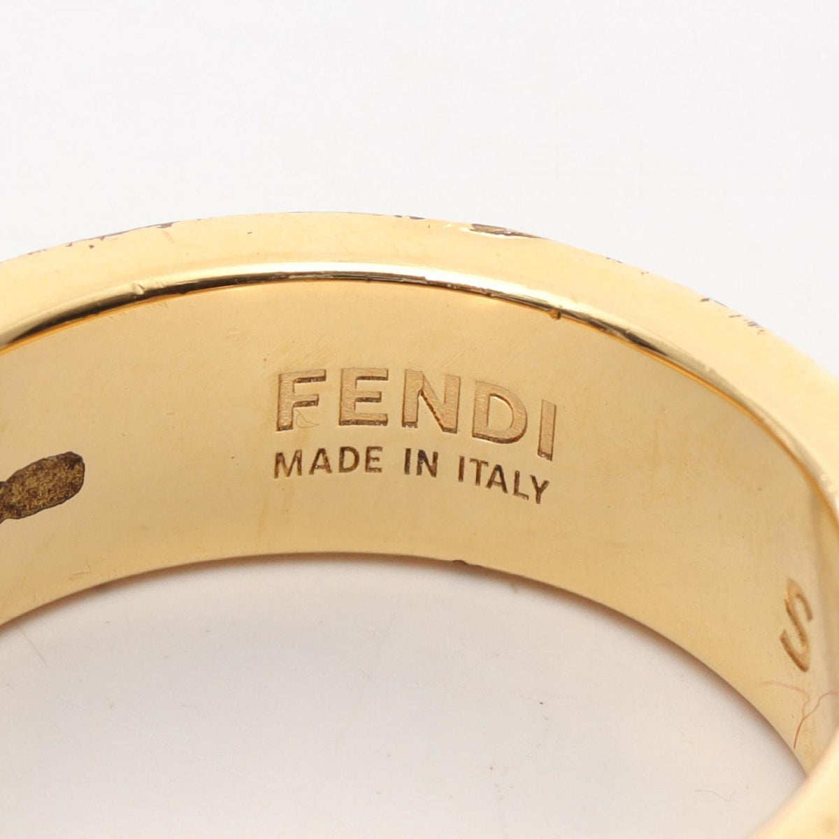 Fendi Gold Clear Gold Plating Rhinestone Band Ring (Pre-Owned)