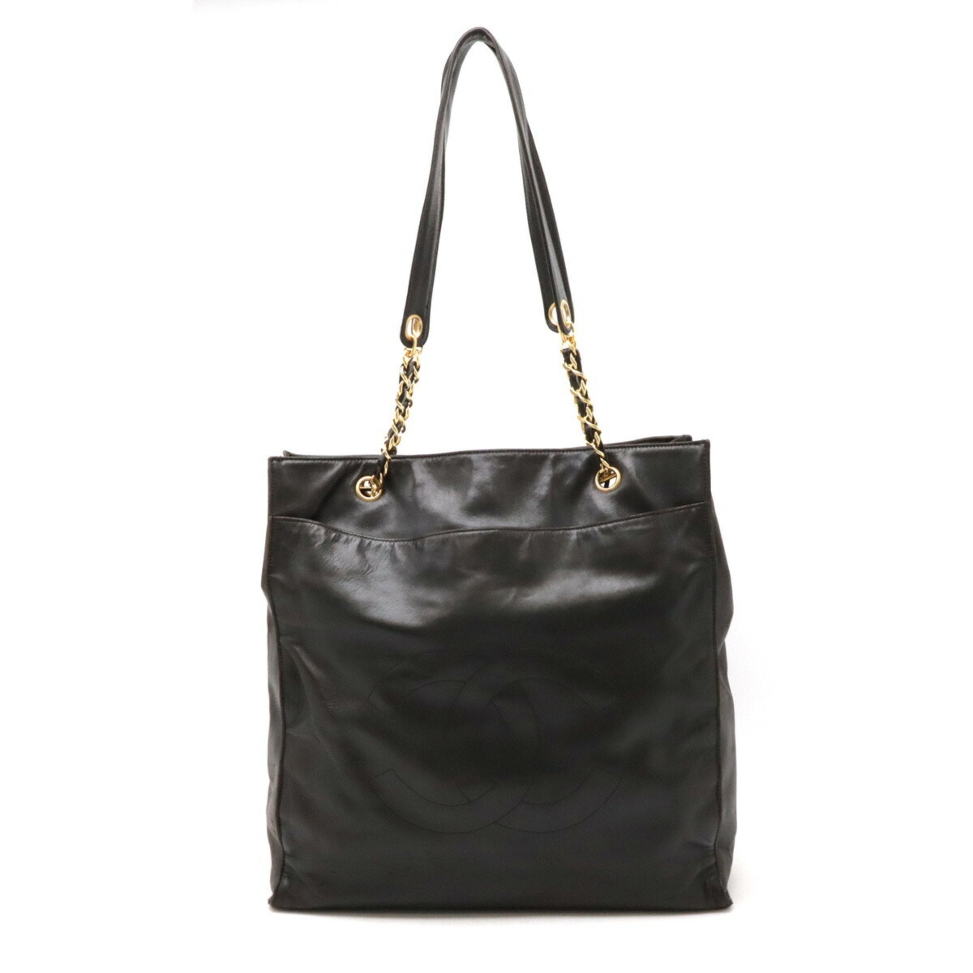 Chanel Black Leather Shoulder Bag Tote Bag (Pre-Owned)