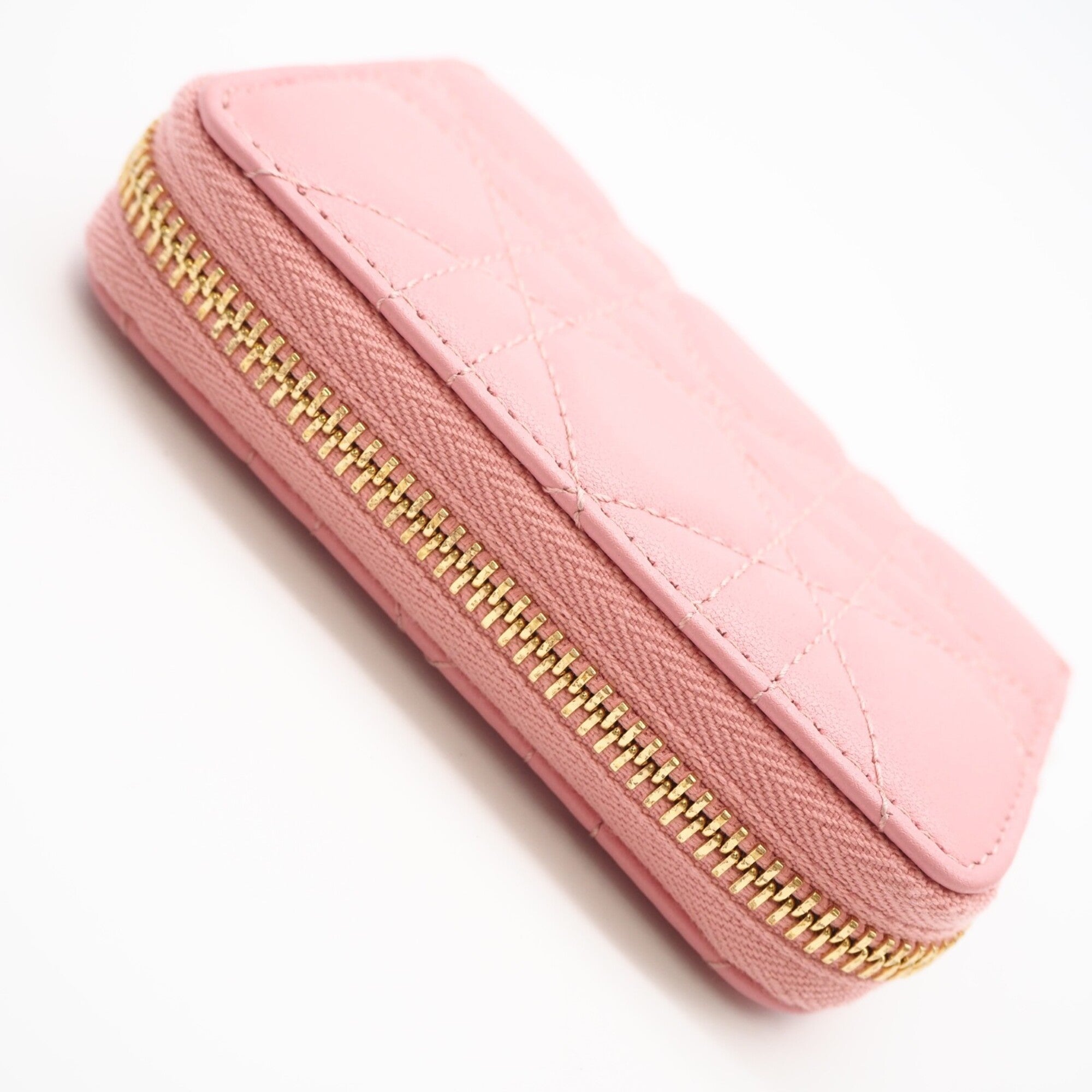 Christian Dior Cannage/Lady Dior Pink Leather Coin Purse/Coin Case (Pre-Owned)