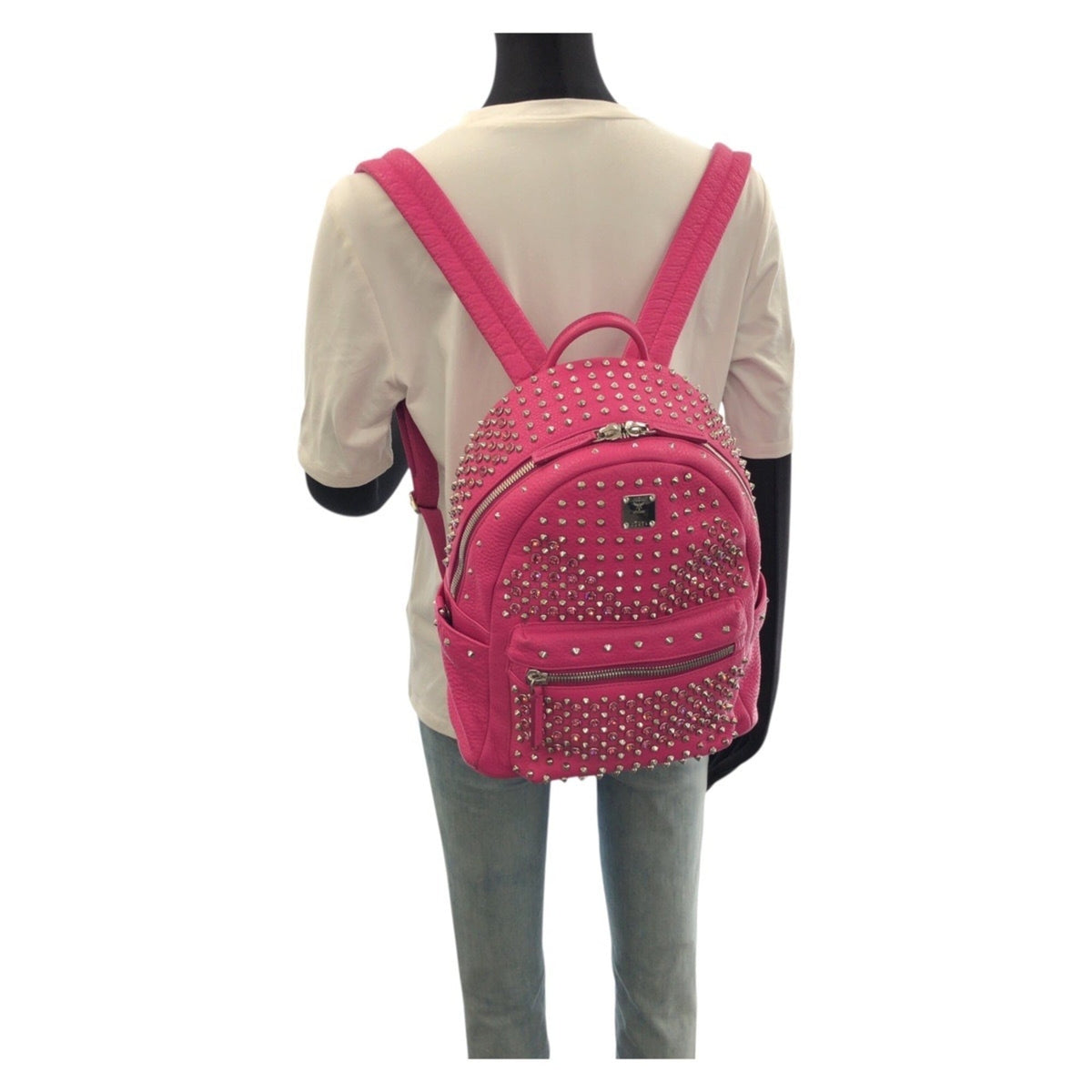 Mcm Pink Leather Rhinestone Backpack (Pre-Owned)