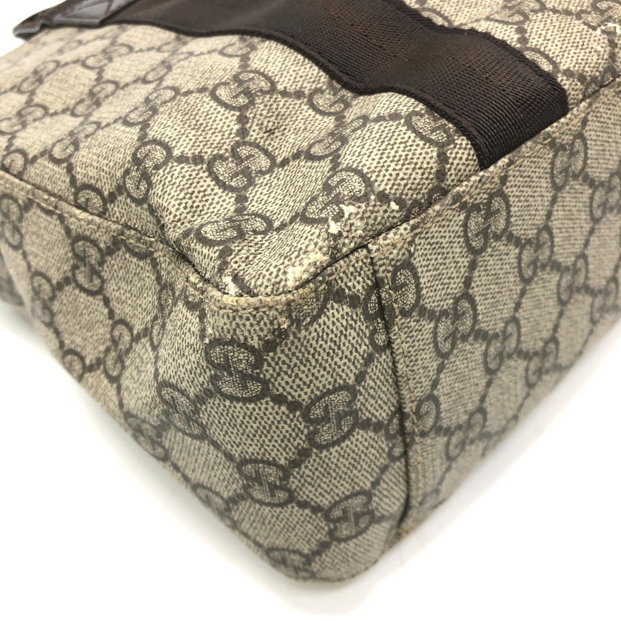 Gucci Beige Dark Brown Gg Supreme Canvas Handbag Tote Bag (Pre-Owned)