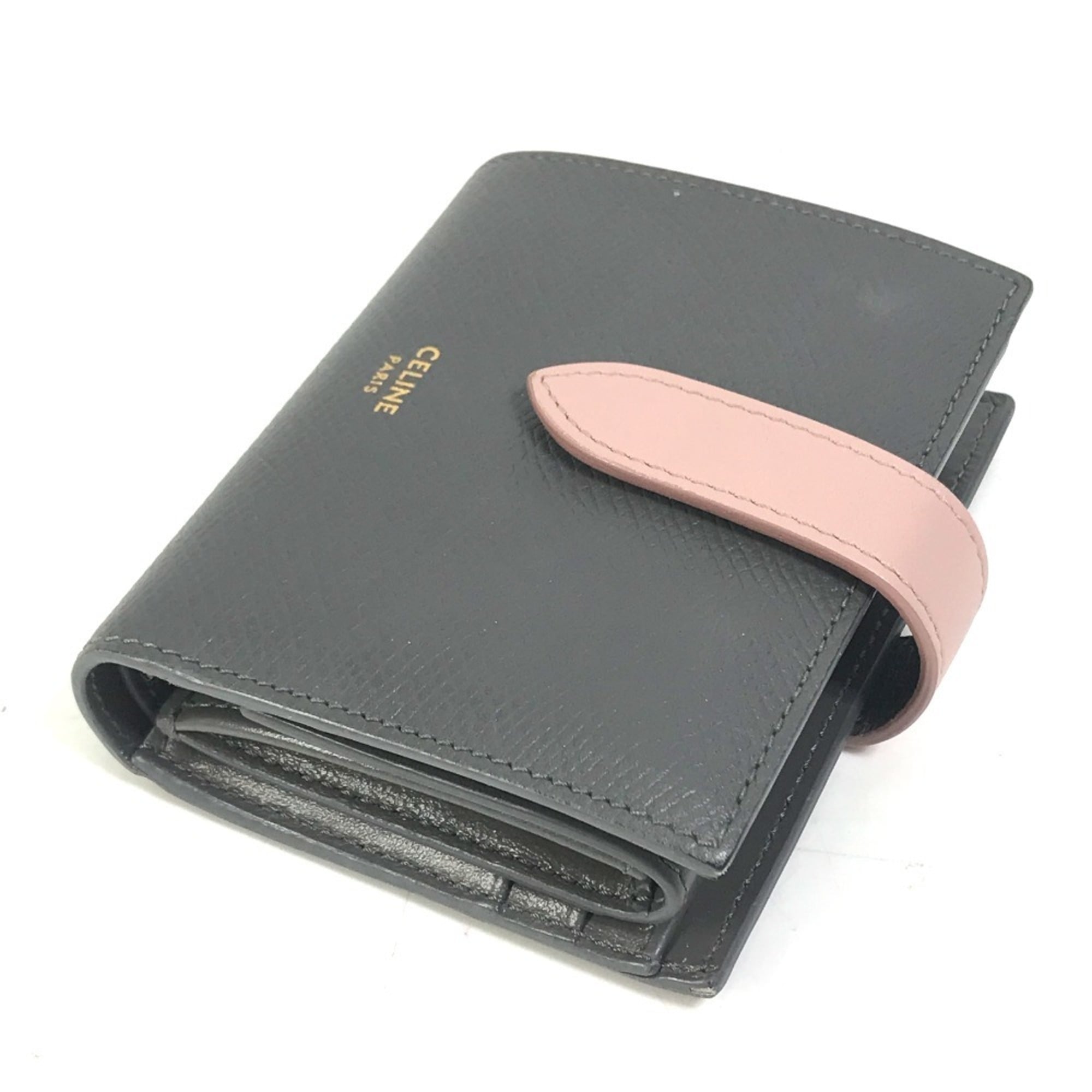 Celine Gray Pink Leather Wallet (Bi-Fold) (Pre-Owned)