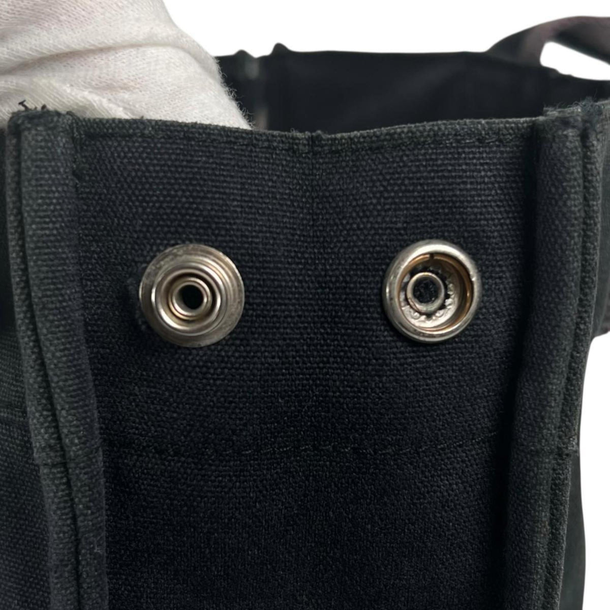 Hermes Black Canvas Handbag Tote Bag (Pre-Owned)