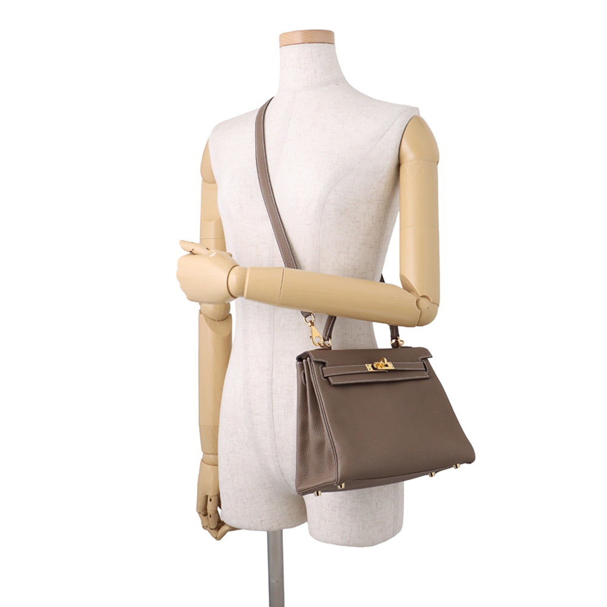 Hermes Etoupe Gray Togo Leather Handbag (Pre-Owned)