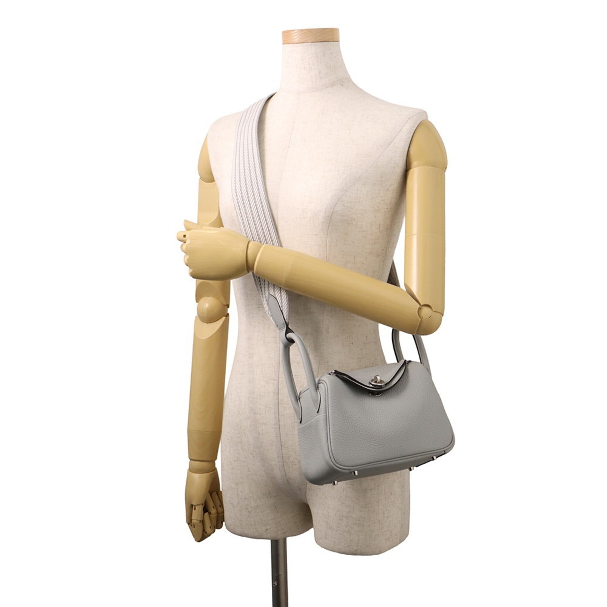 Hermes Gray Taurillon Clemence Leather Handbag (Pre-Owned)