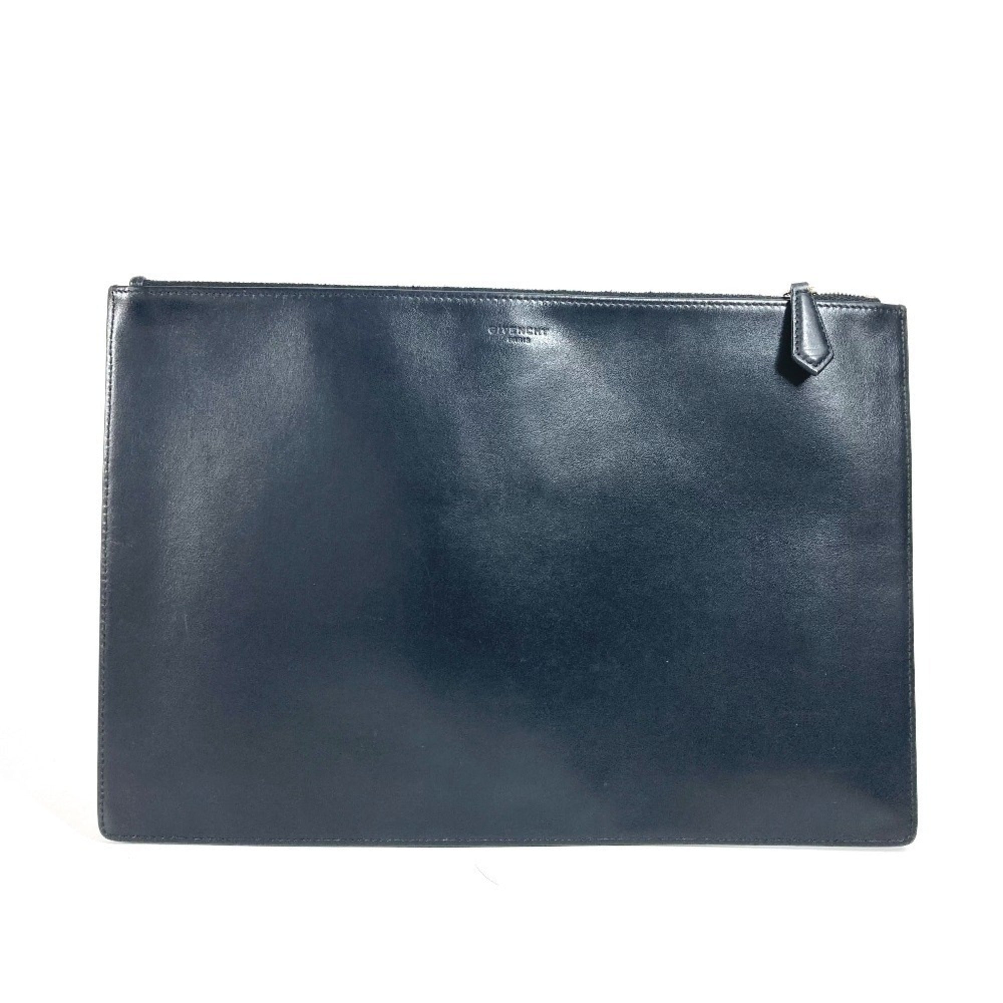 Givenchy Black White Leather Clutch Bag (Pre-Owned)