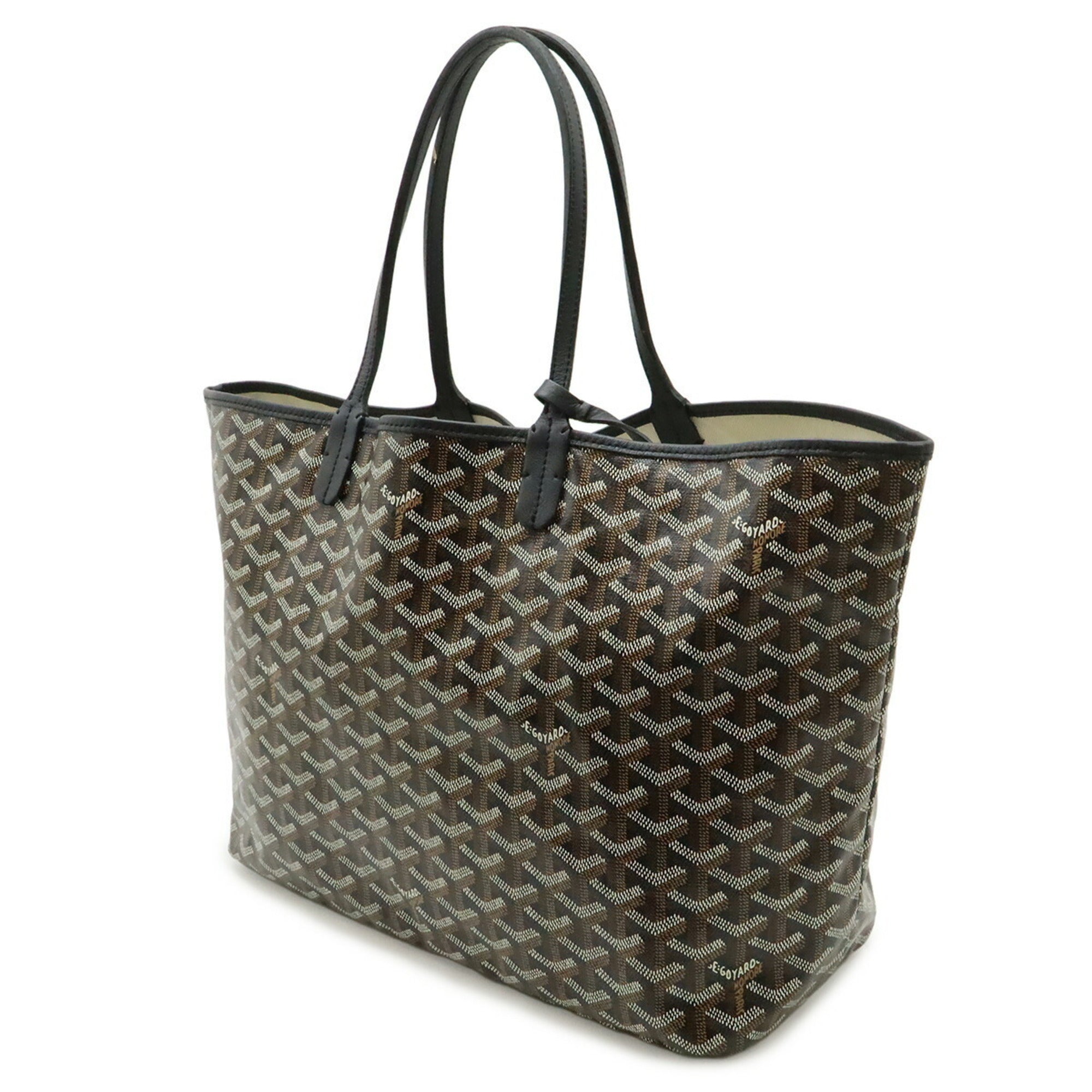 Goyard Black Brown White Coated Canvas Leather Shoulder Bag Tote Bag (Pre-Owned)