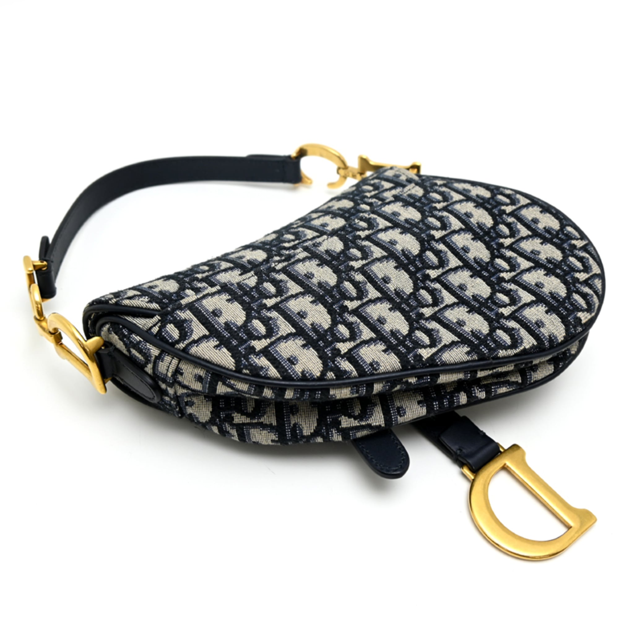 Christian Dior Navy Canvas Handbag Saddle Bag (Pre-Owned)