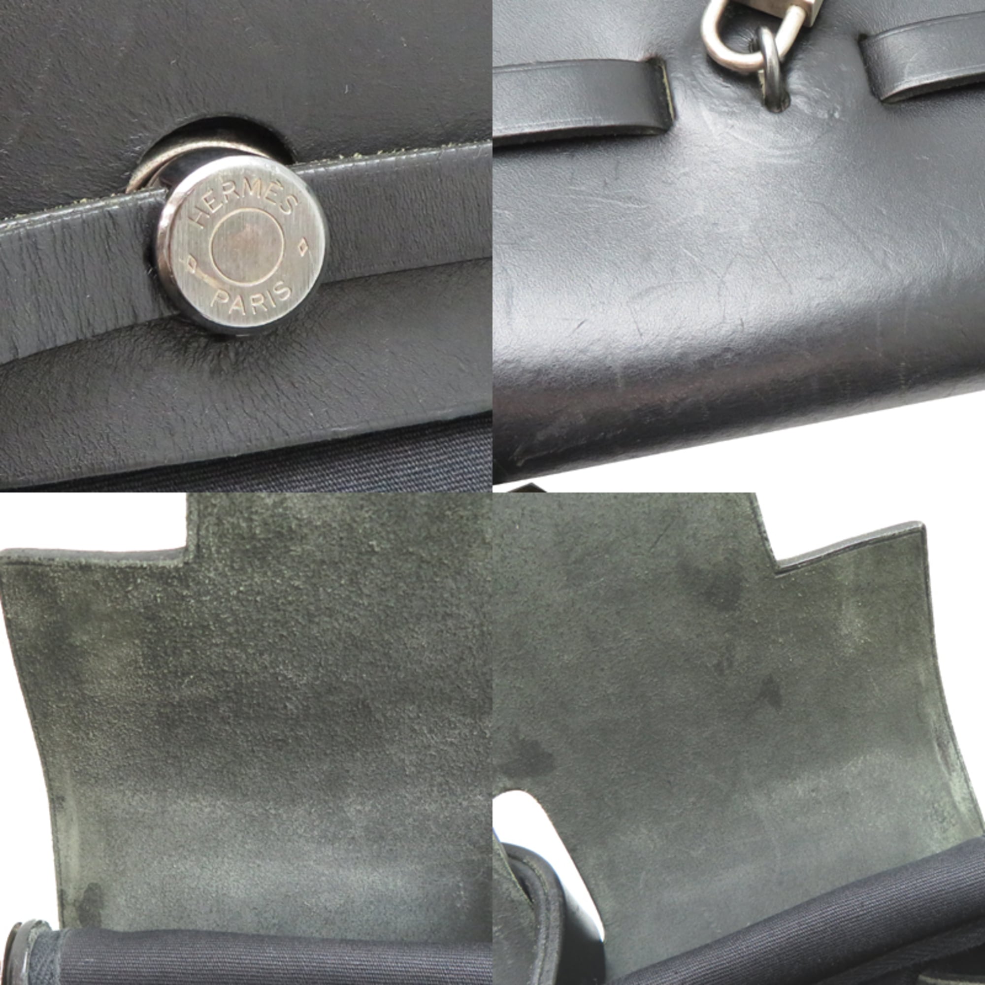 Hermes Black Toile Officier Handbag (Pre-Owned)