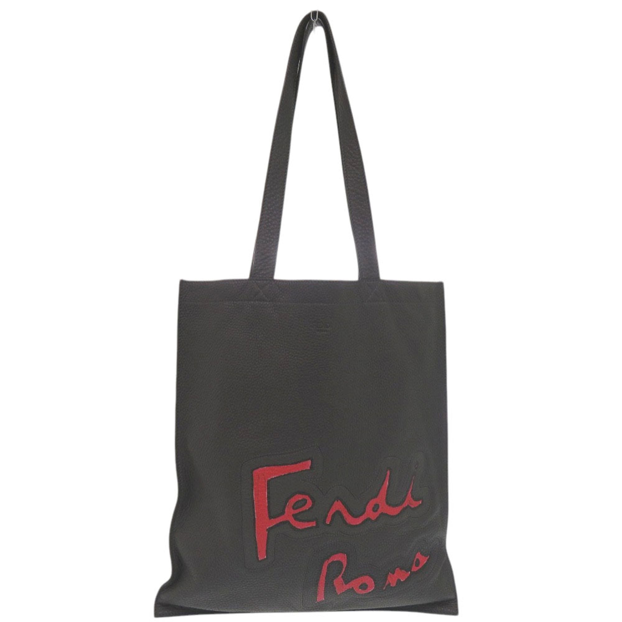 Fendi Gray Red Color Leather Shoulder Bag (Pre-Owned)