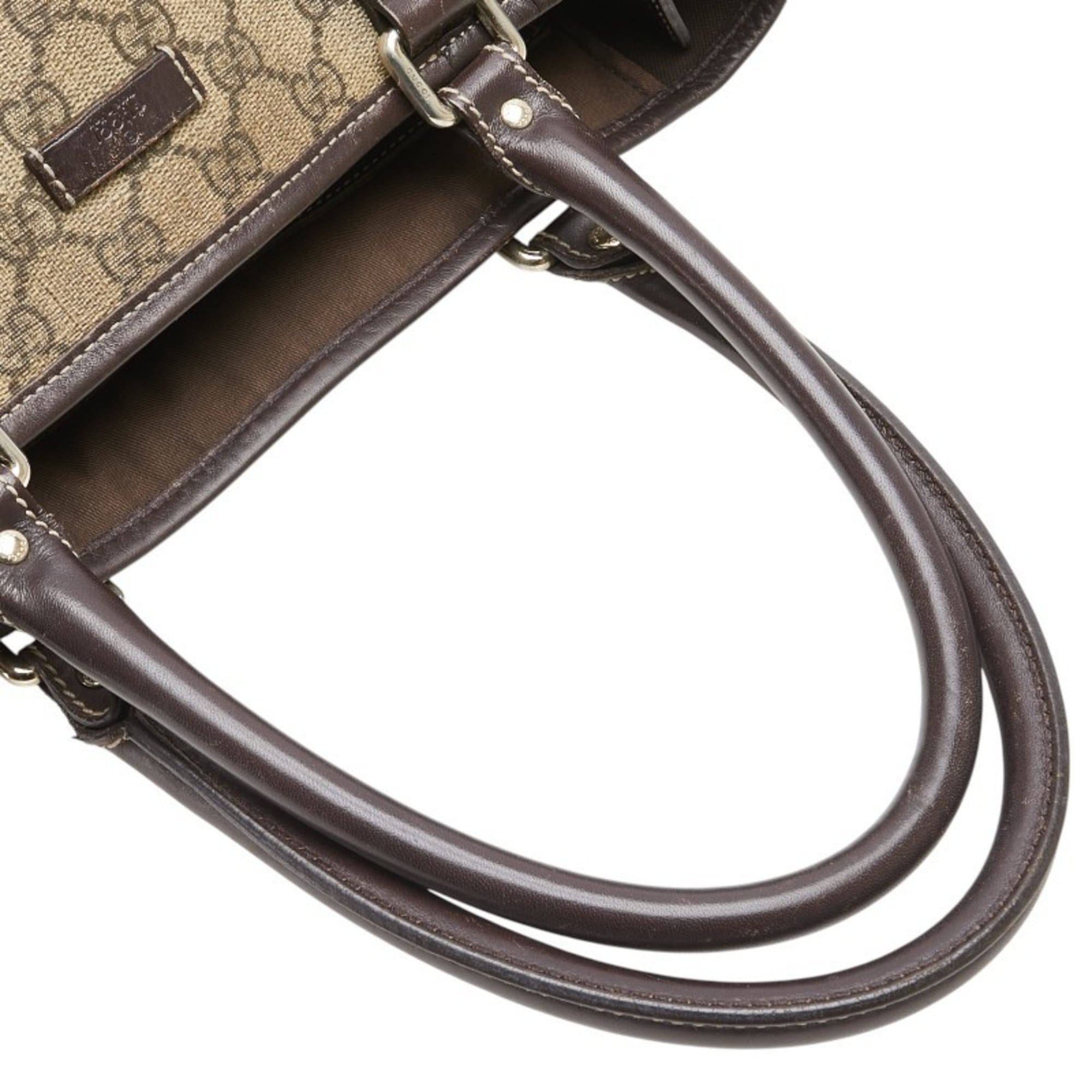 Gucci Beige Brown Pvc Leather Shoulder Bag Tote Bag (Pre-Owned)