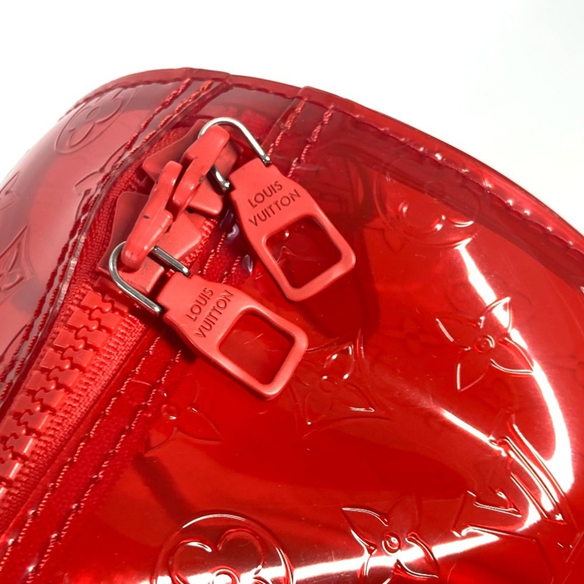 Louis Vuitton Red Color Vinyl Boston Bag Handbag Shoulder Bag (Pre-Owned)